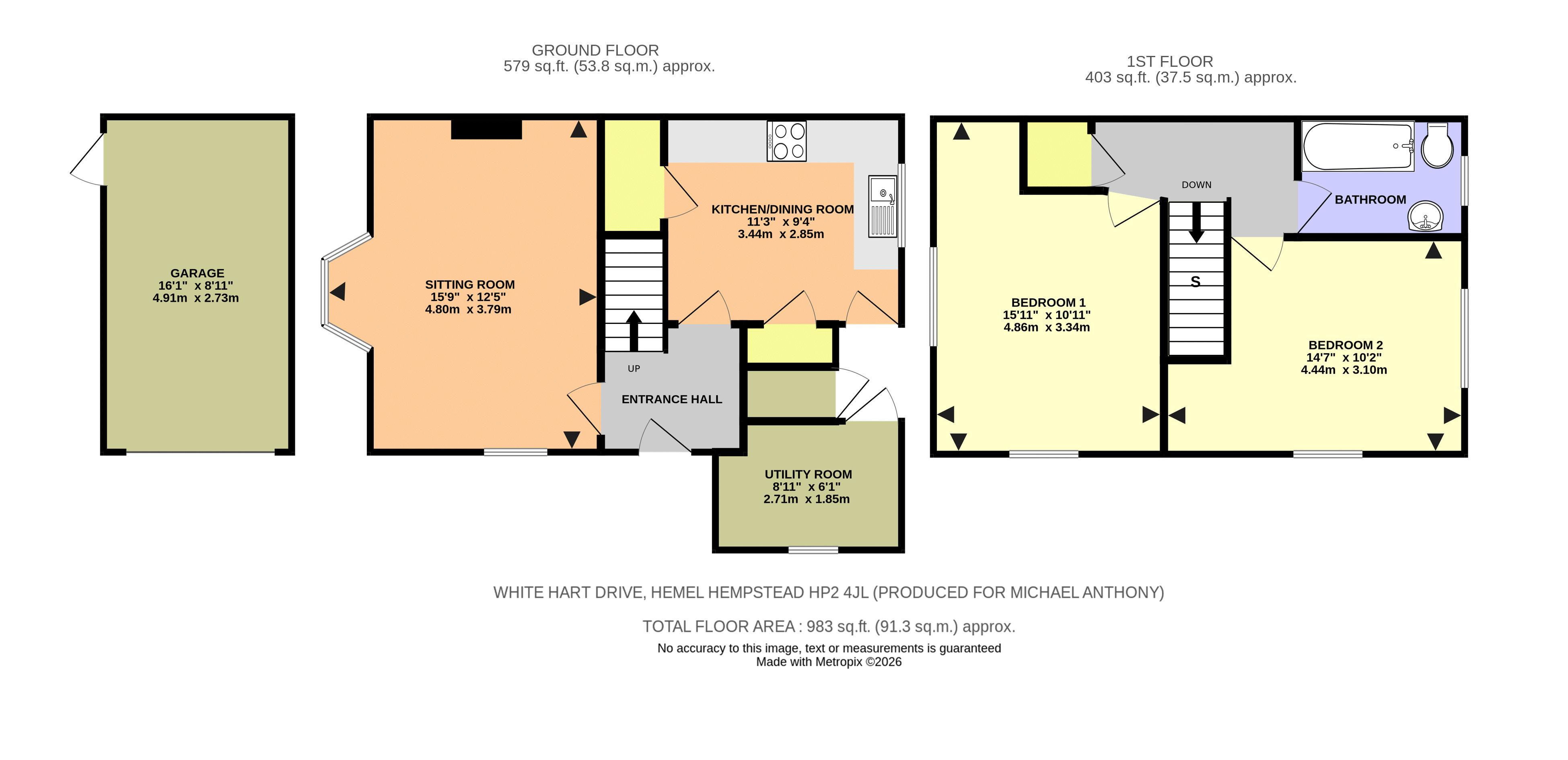 21, White Hart Drive, Hemel Hempstead floorplan