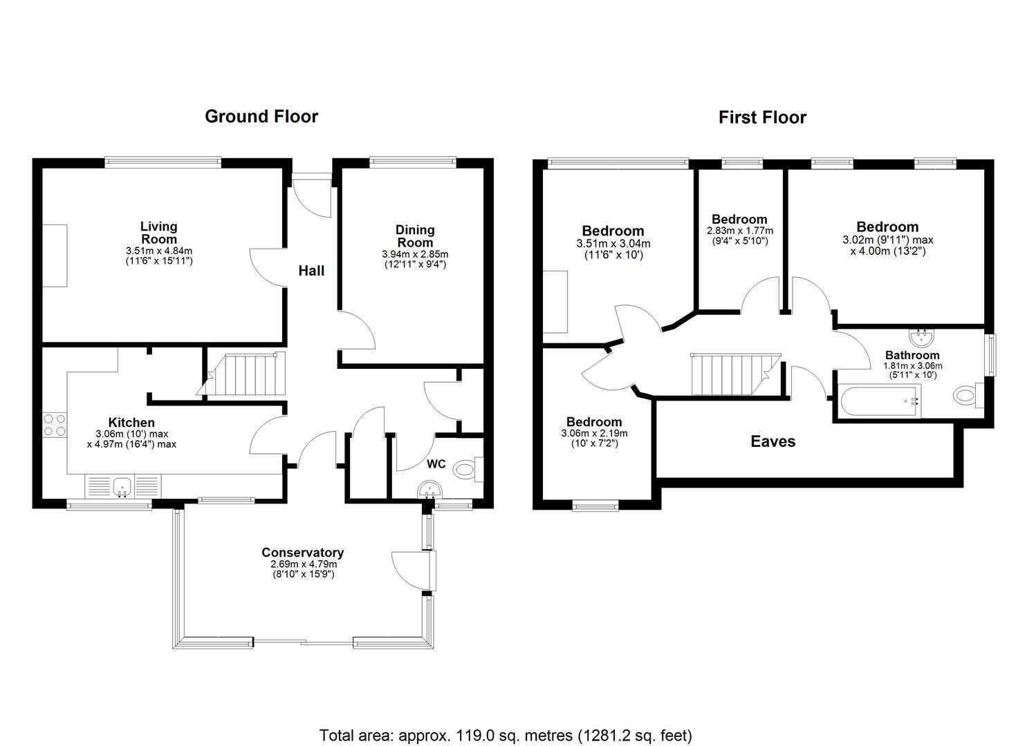 372, Bull Lane, Eccles floorplan