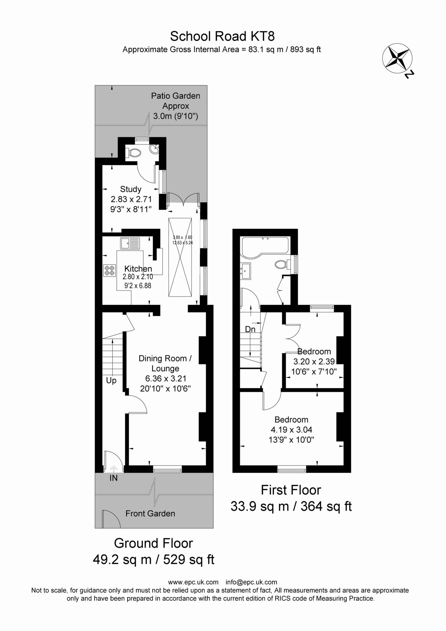 2 Bedrooms Terraced house for sale in School Road, East Molesey KT8