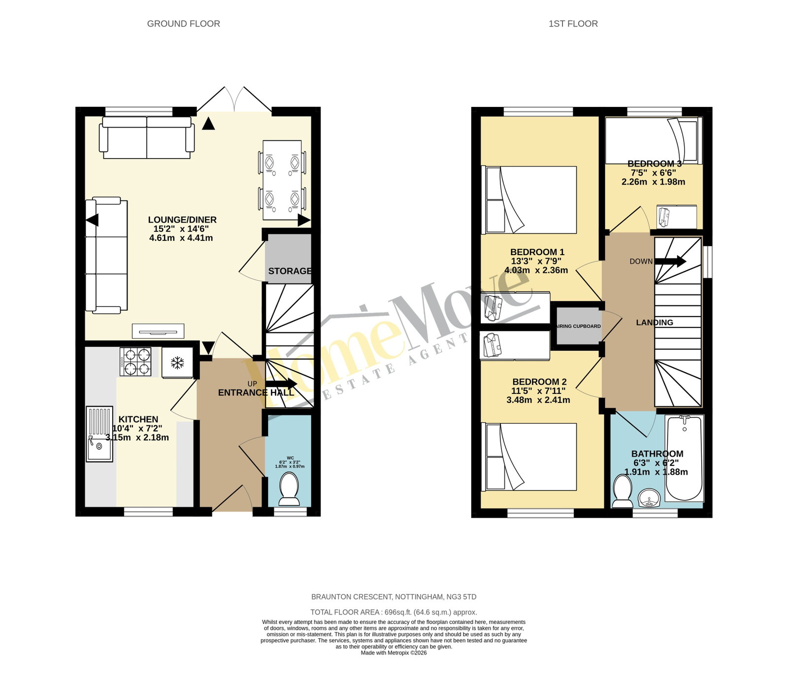 16, Braunton Crescent, Nottingham floorplan