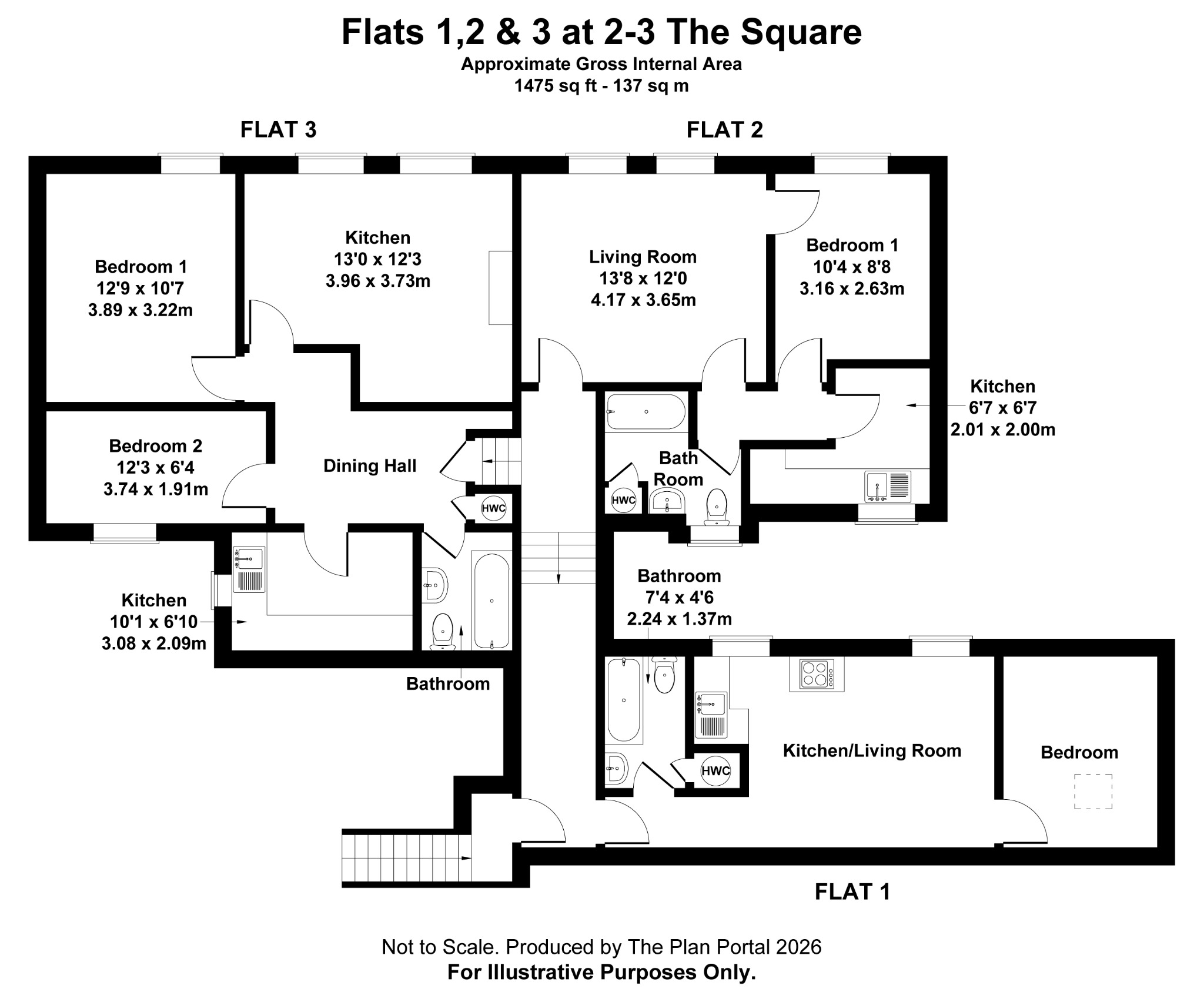 Flat 3, 2-3 The Square, Devon floorplan