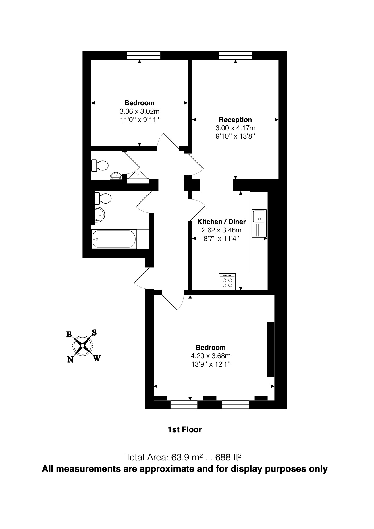Flat 1, 43a, Seven Sisters Road, London floorplan