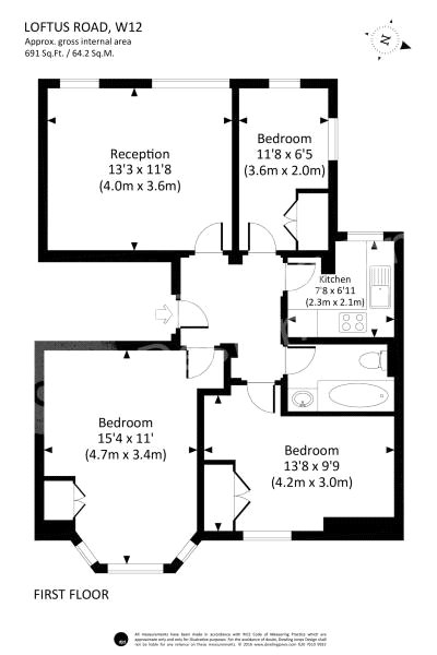 Flat 5 First Floor, 56, Loftus Road, London floorplan
