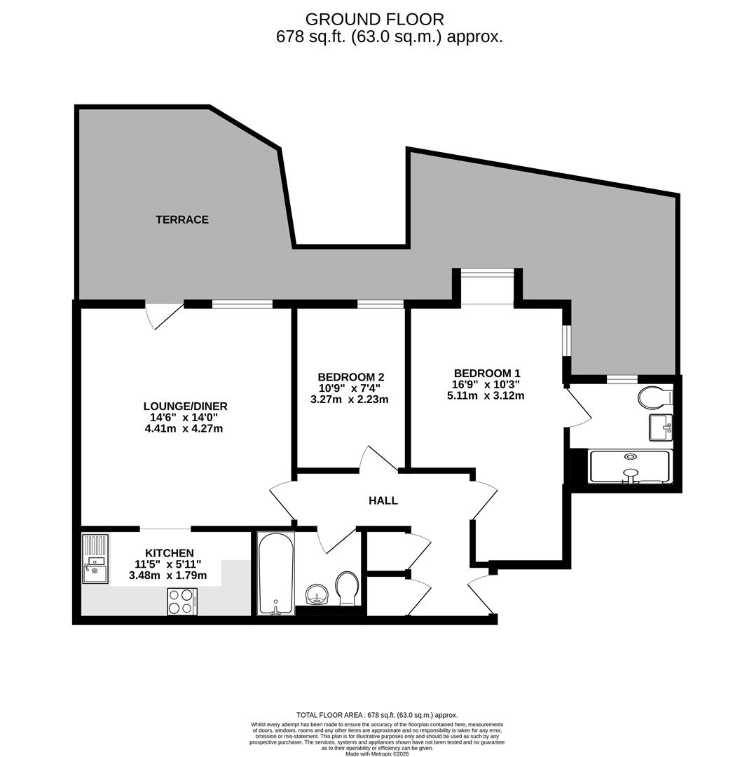 14, Waterford House, Thorney Mill Road, West Drayton floorplan