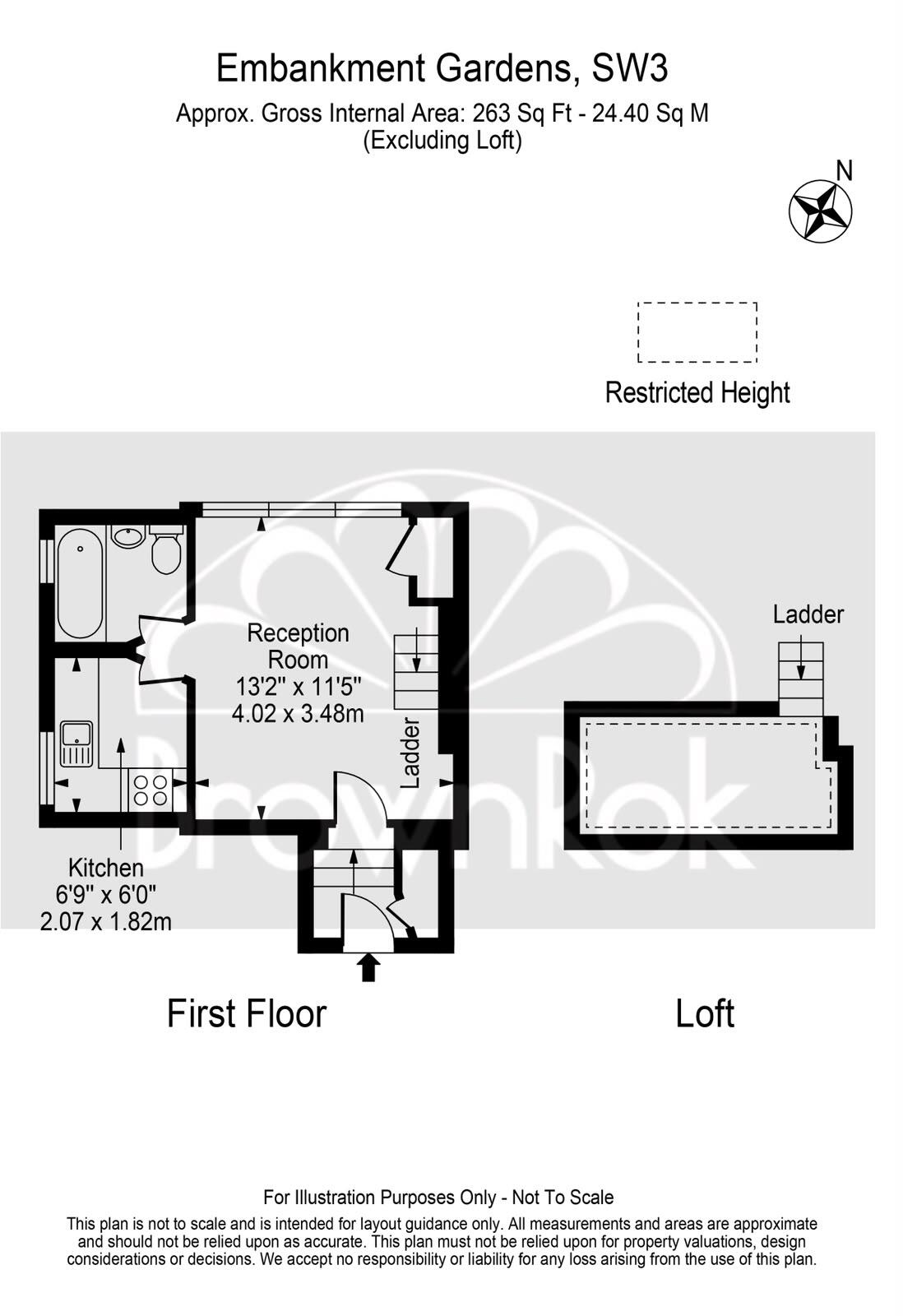 Flat 9, 1–2 Embankment Gardens, London floorplan