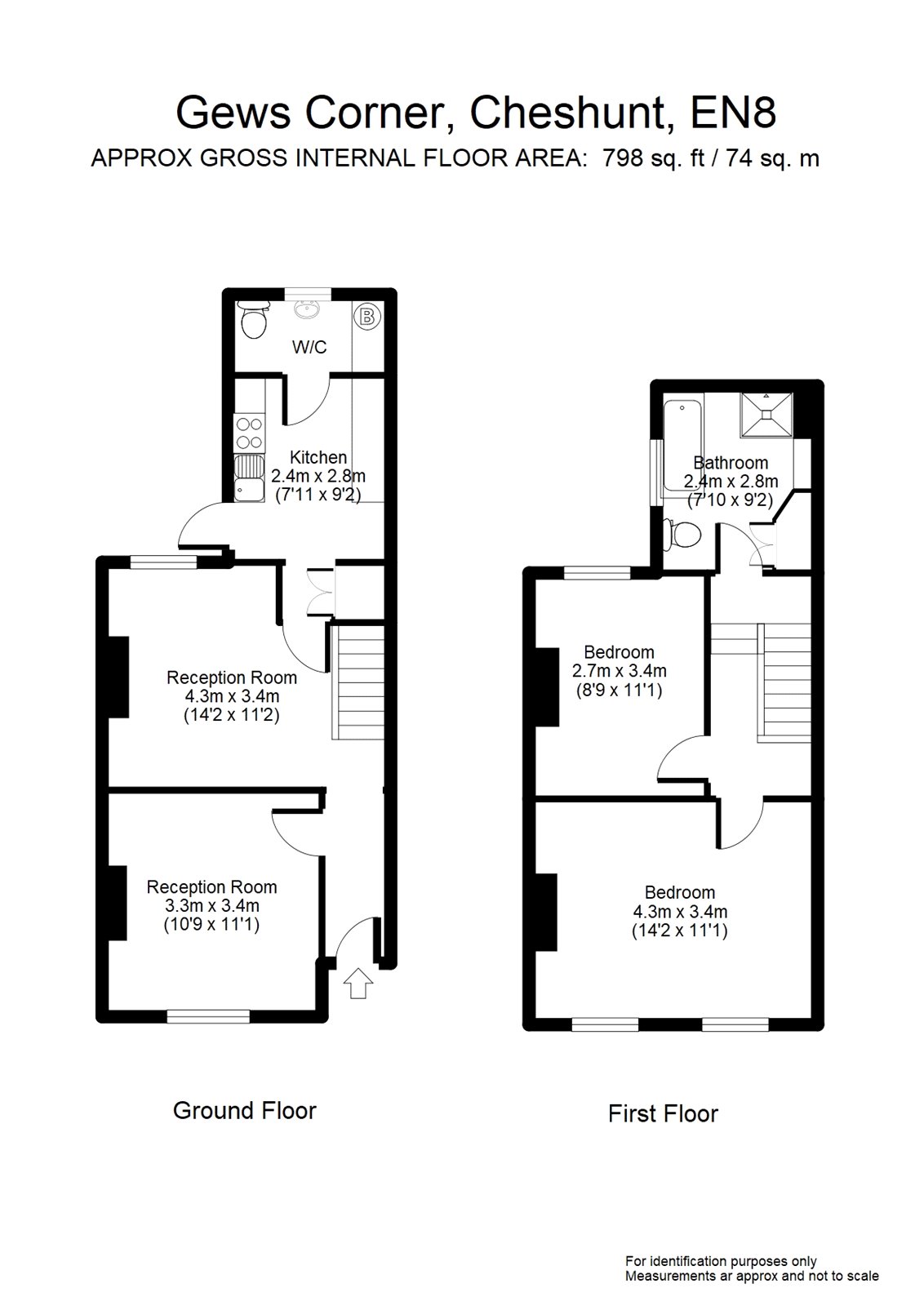 2 Bedrooms Terraced house for sale in Gews Corner, Cheshunt, Waltham Cross, Hertfordshire EN8