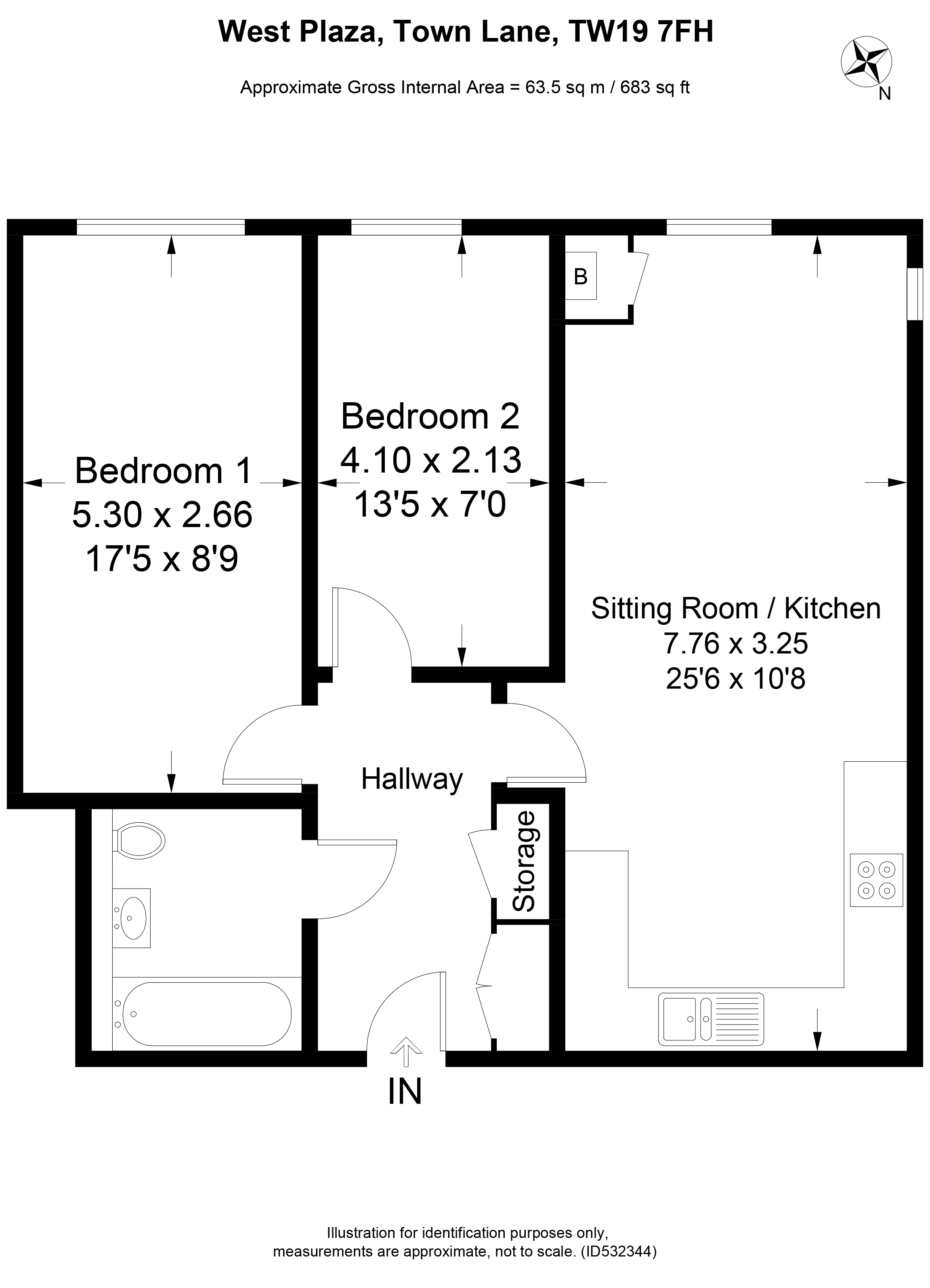 2 Bedrooms Flat for sale in West Plaza, Town Lane, Stanwell, Staines-Upon-Thames TW19