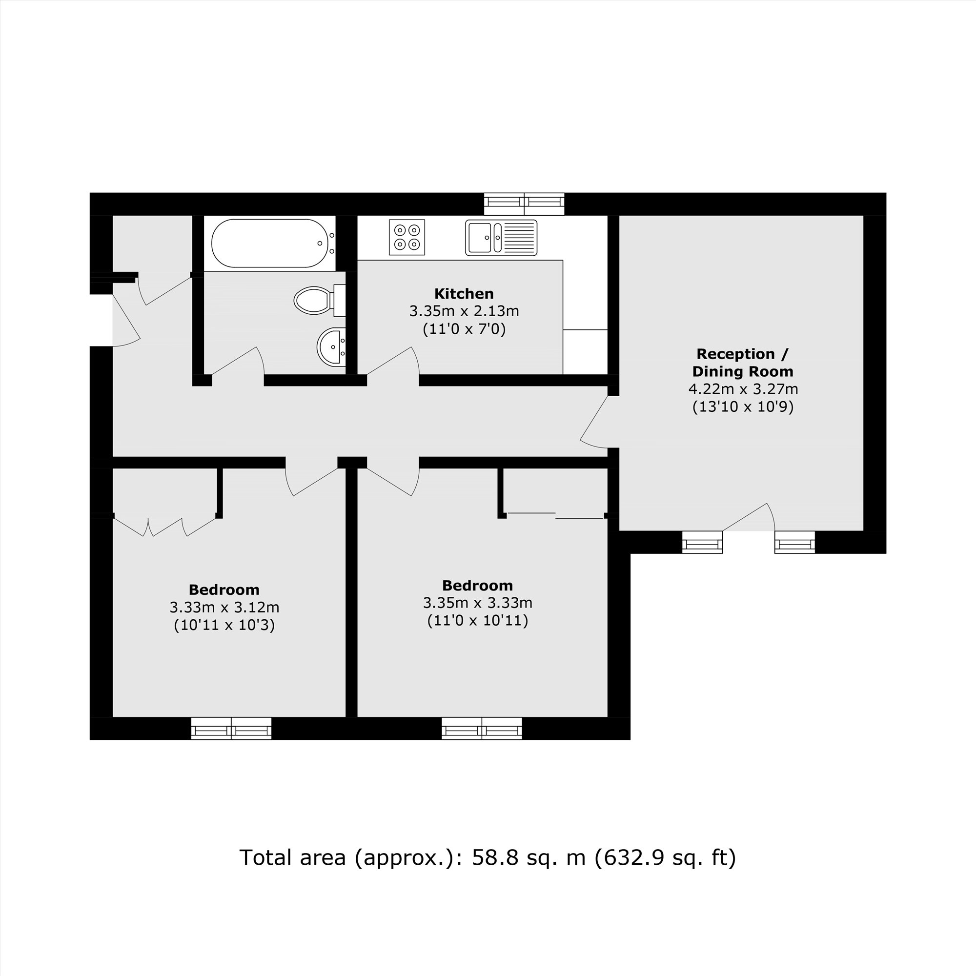 Flat 3 Gunnell Court, 16, Appleton Square, Mitcham floorplan