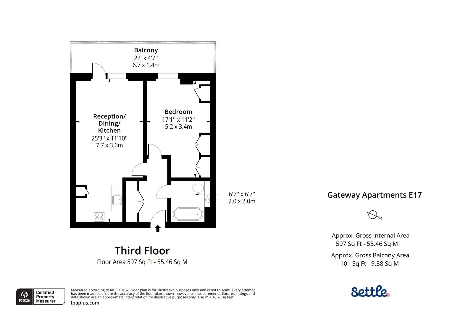 Apartment 13 Gateway Apartments, 11, Hoe Street, London floorplan