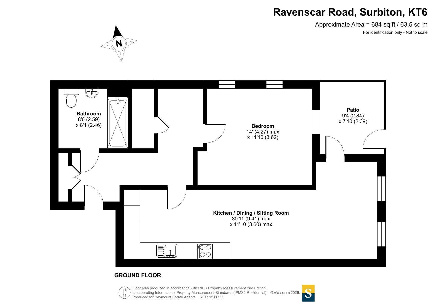 Flat 1, 66, Ravenscar Road, Surbiton floorplan
