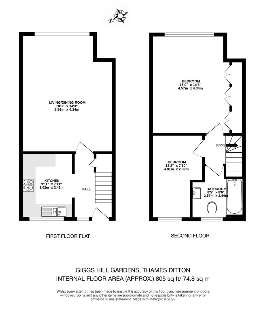 Giggs Hill Gardens, Thames Ditton KT7, 2 bedroom for sale