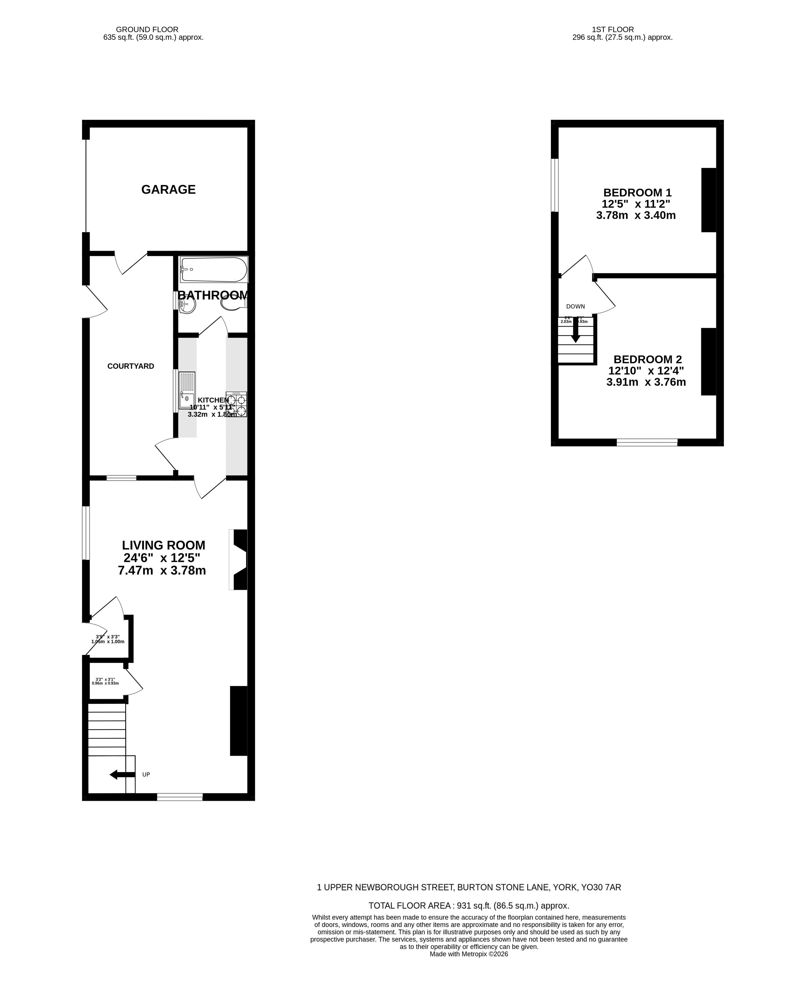 1, Upper Newborough Street, York floorplan
