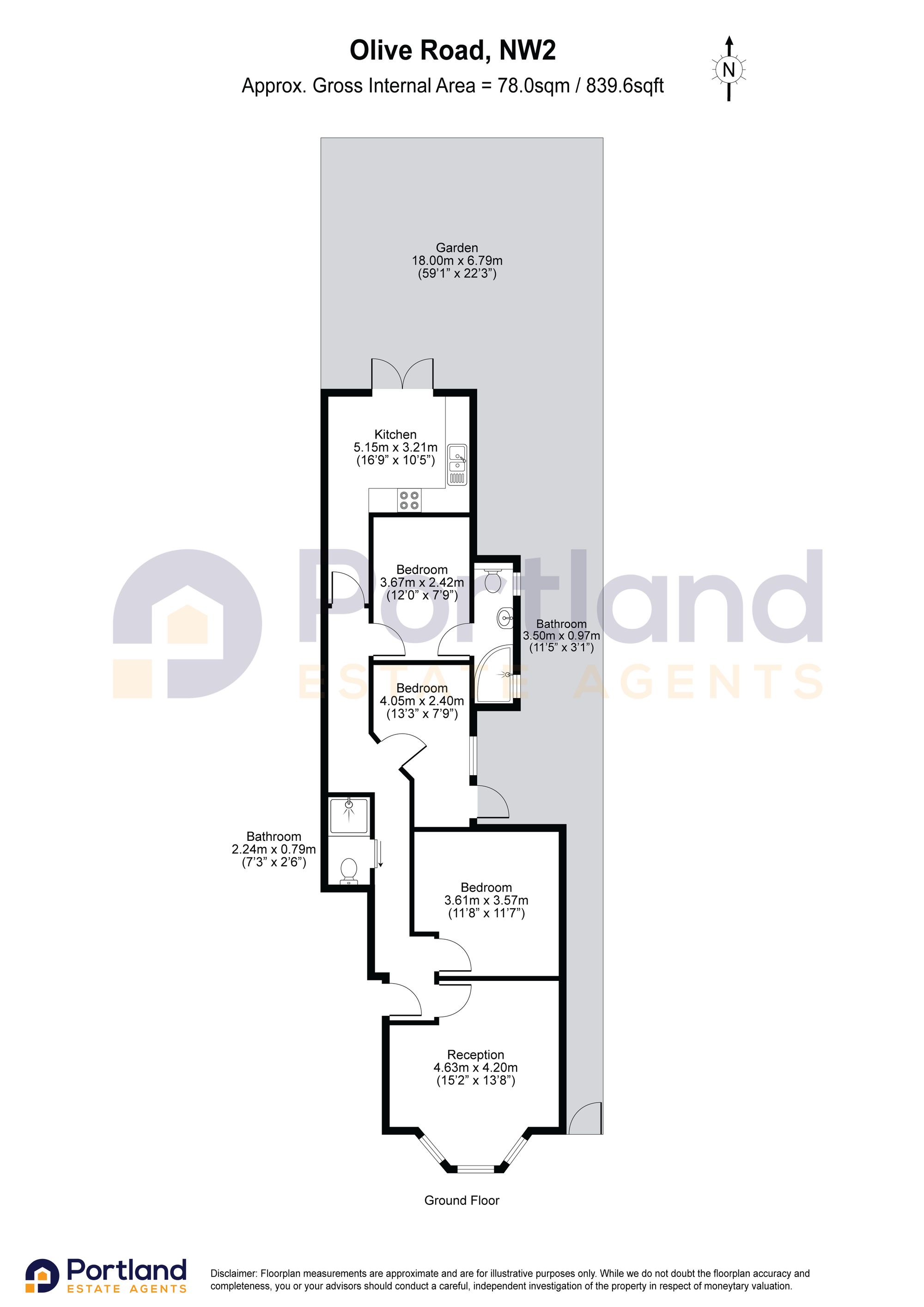 Flat 1, 49 Olive Road, London floorplan