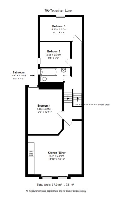 3 Bedrooms Flat to rent in Tottenham Lane, London N8