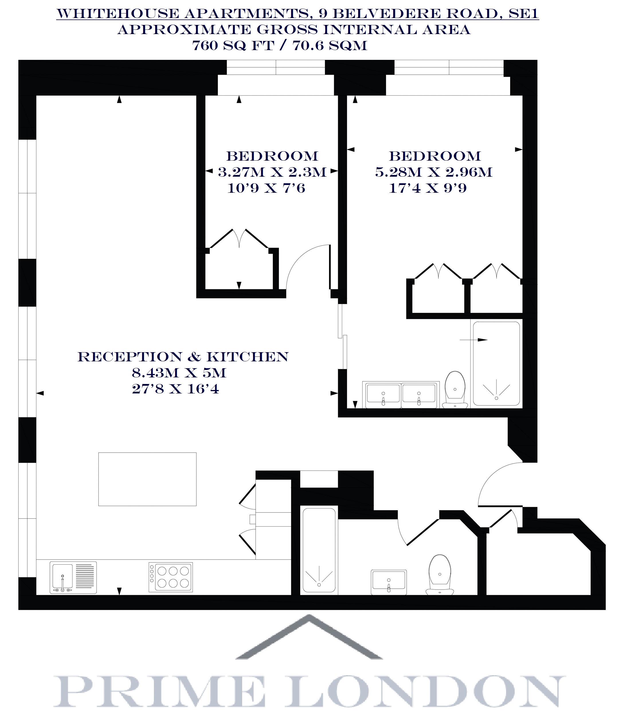 2 Bedrooms Flat to rent in Whitehouse Apartments, 9 Belvedere Road, South Bank SE1