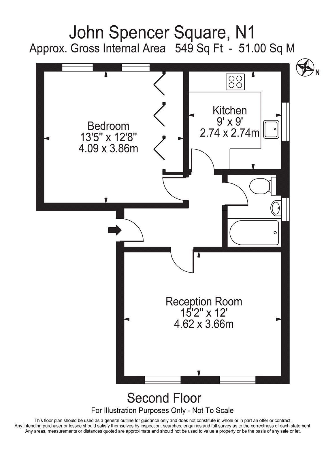 John Spencer Square, Islington N1, 1 bedroom flat to rent 65700411