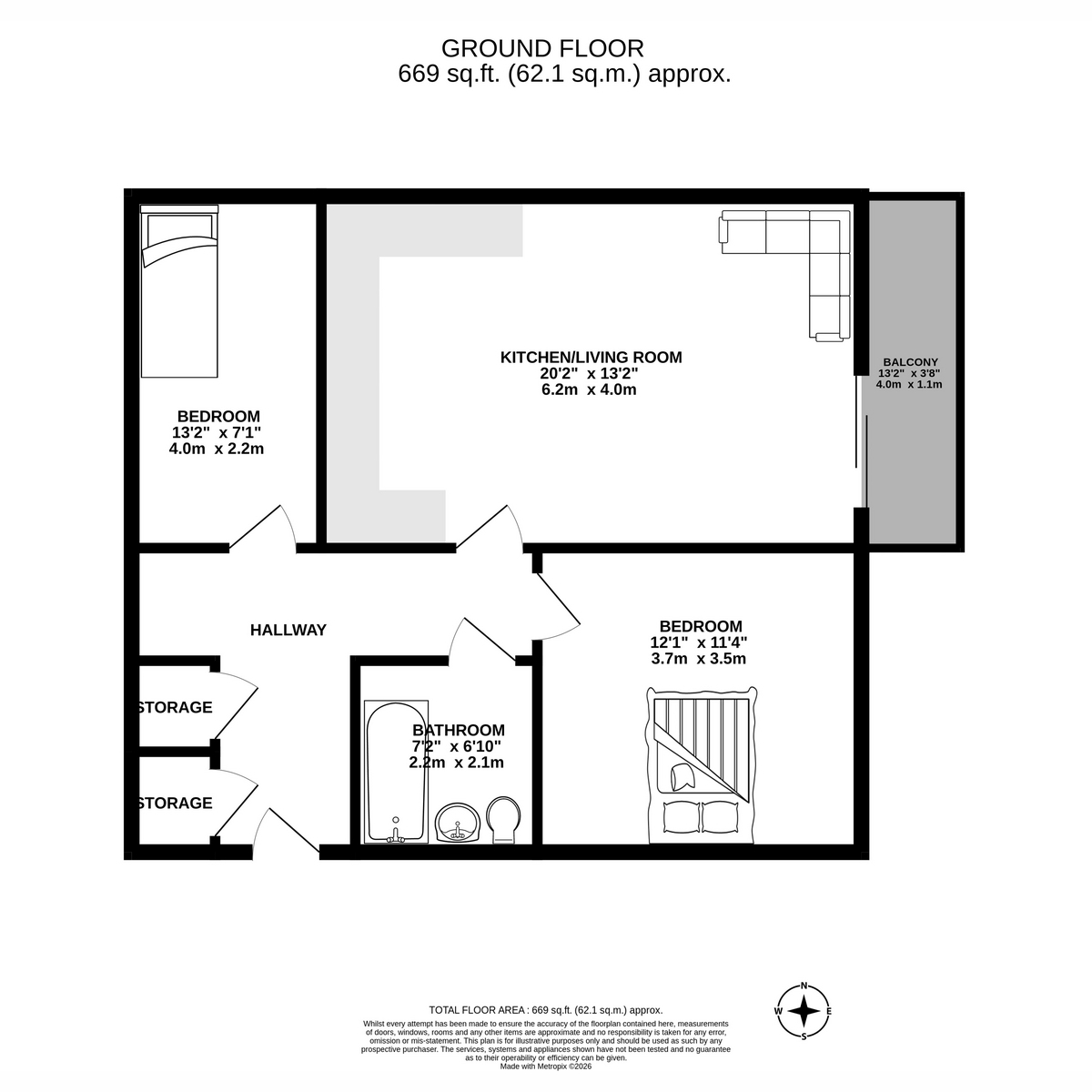 Flat Flat 21, 12, Portland House, Halewood Way, Rainham floorplan