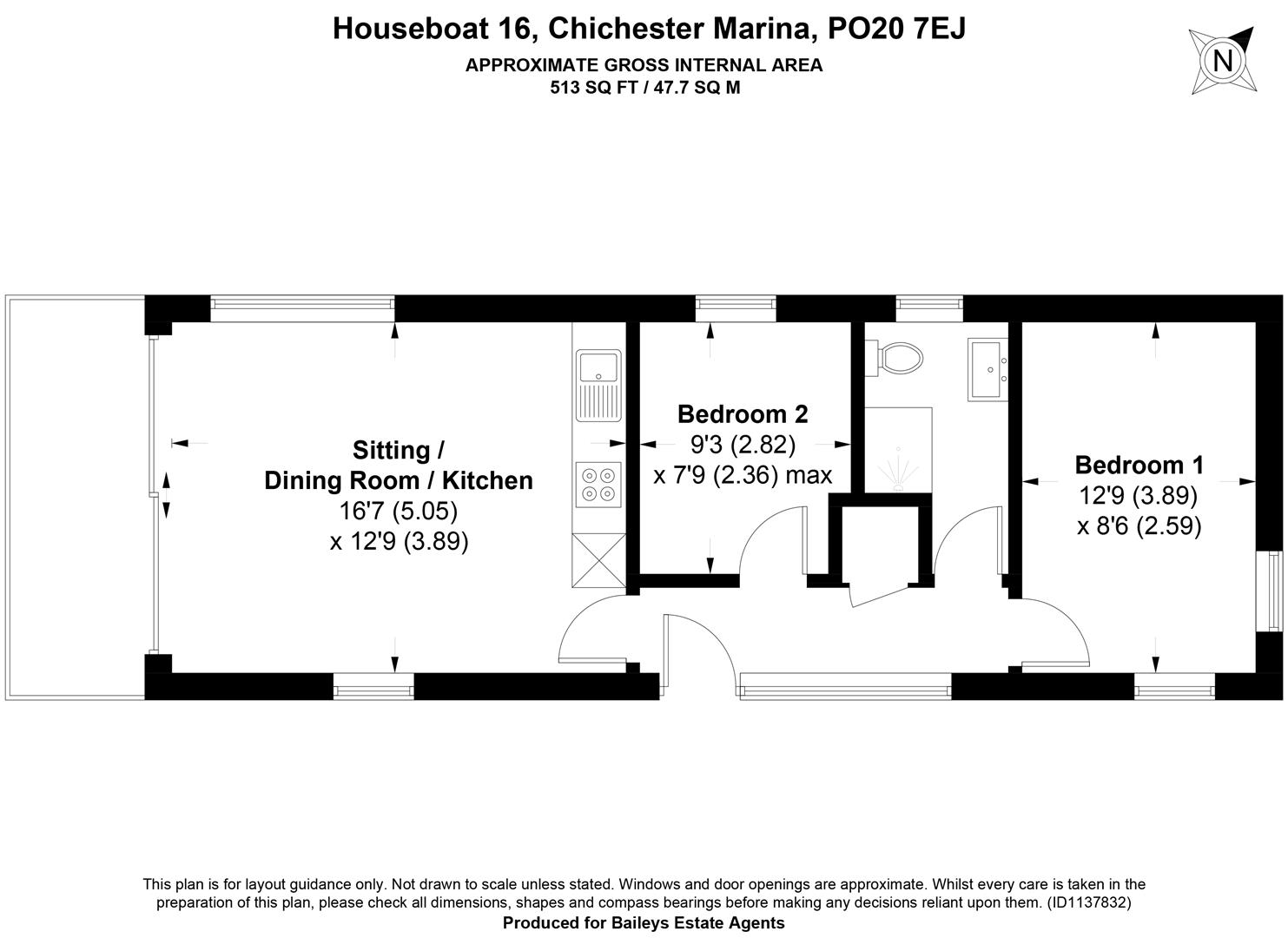 Houseboat Herons Rest, Chichester Marina, Chichester floorplan