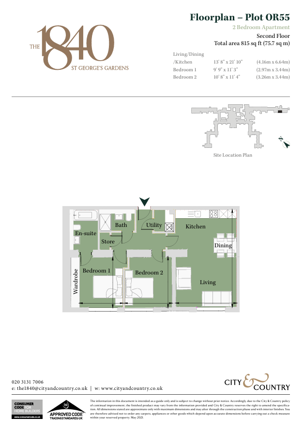 OR155, The Orchid Wing,, The 1840, St. George's Gardens, London floorplan