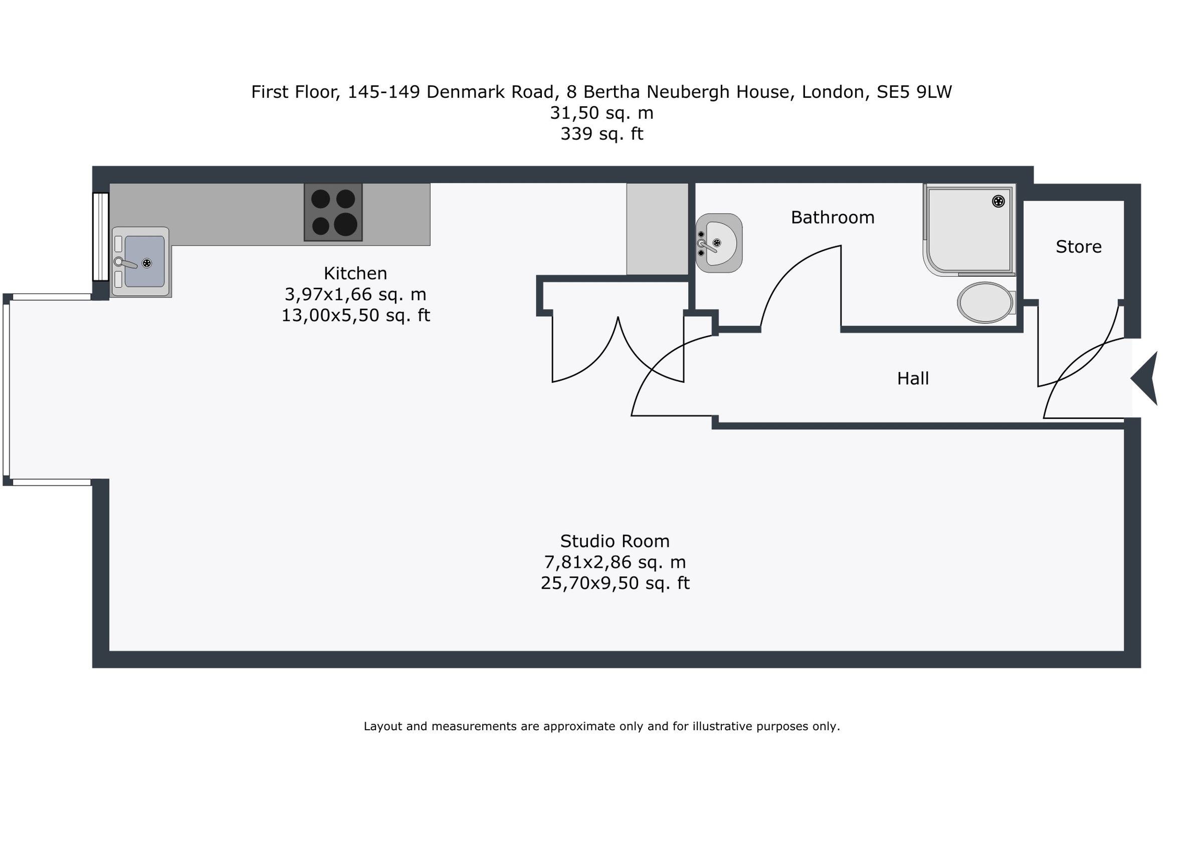 8 Bertha Neubergh House Denmark Road, London floorplan