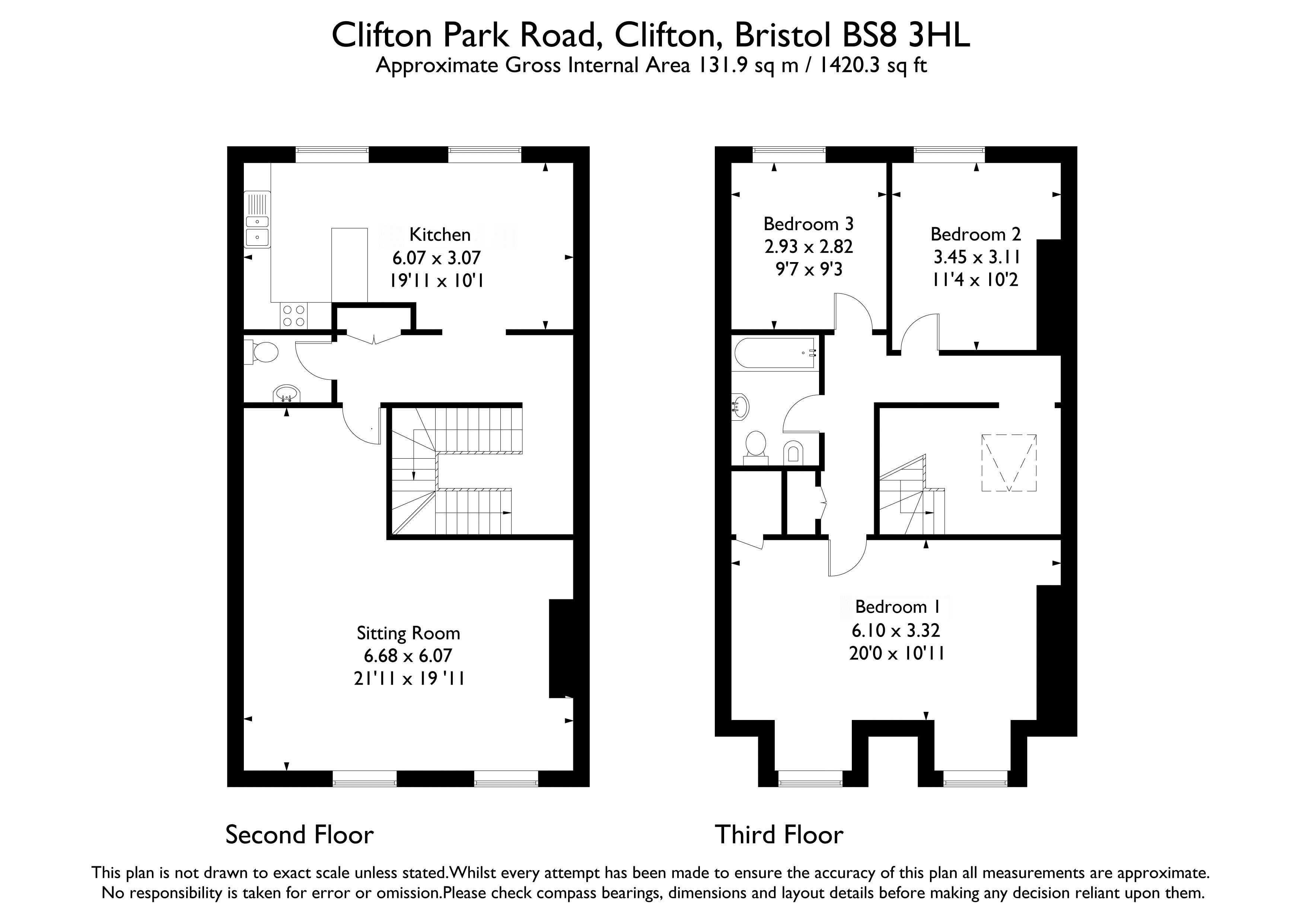 Upper Maisonette, 2, Clifton Park Road, Bristol floorplan