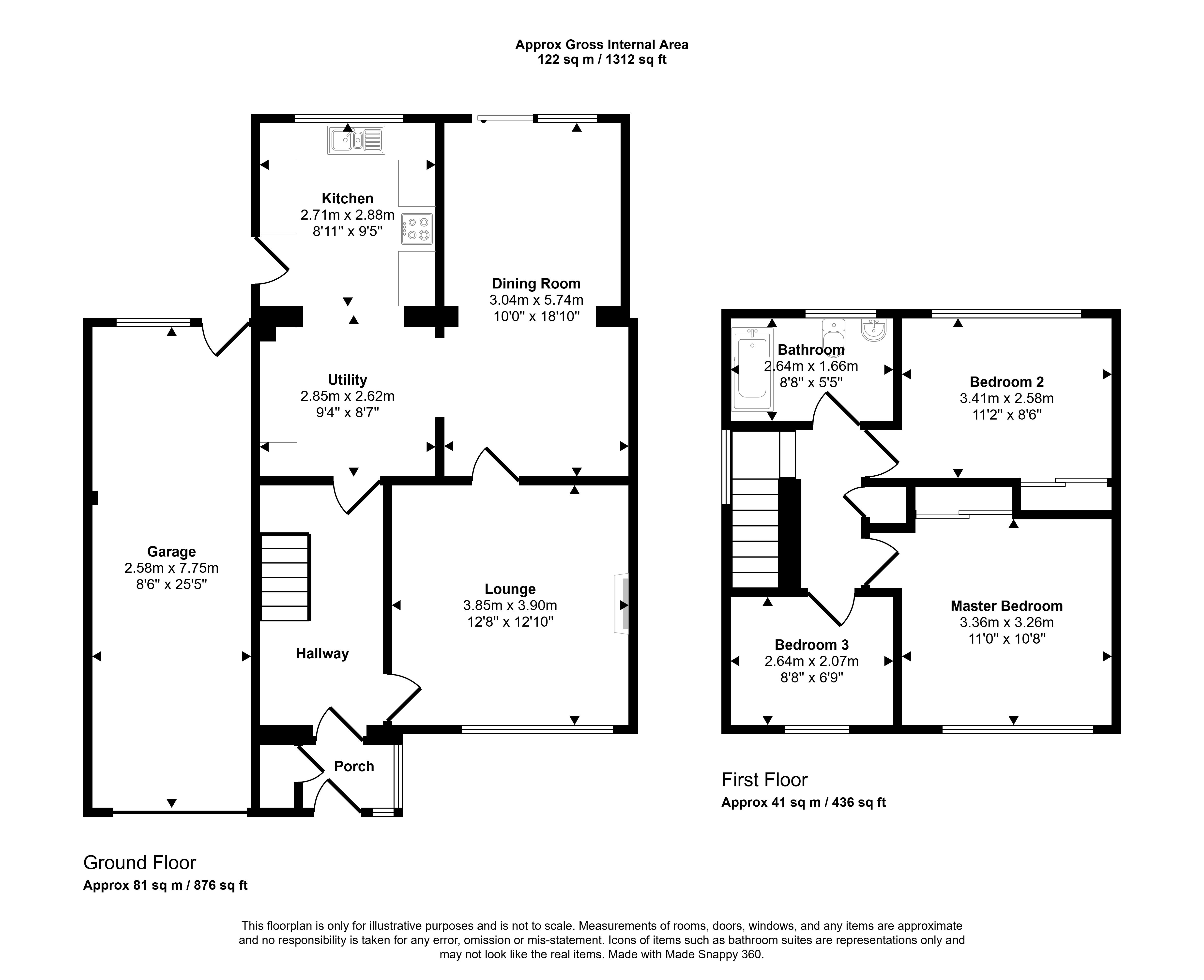 22, Gainsborough Place, Cramlington floorplan