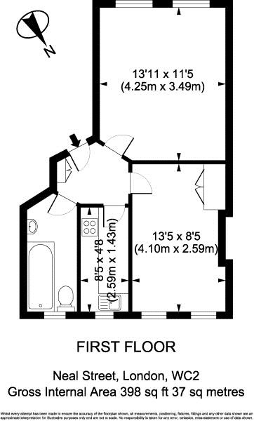 Flat 1, 54, Neal Street, London floorplan