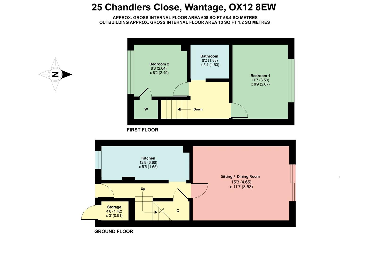 2 Bedrooms Terraced house for sale in Chandlers Close, Wantage OX12