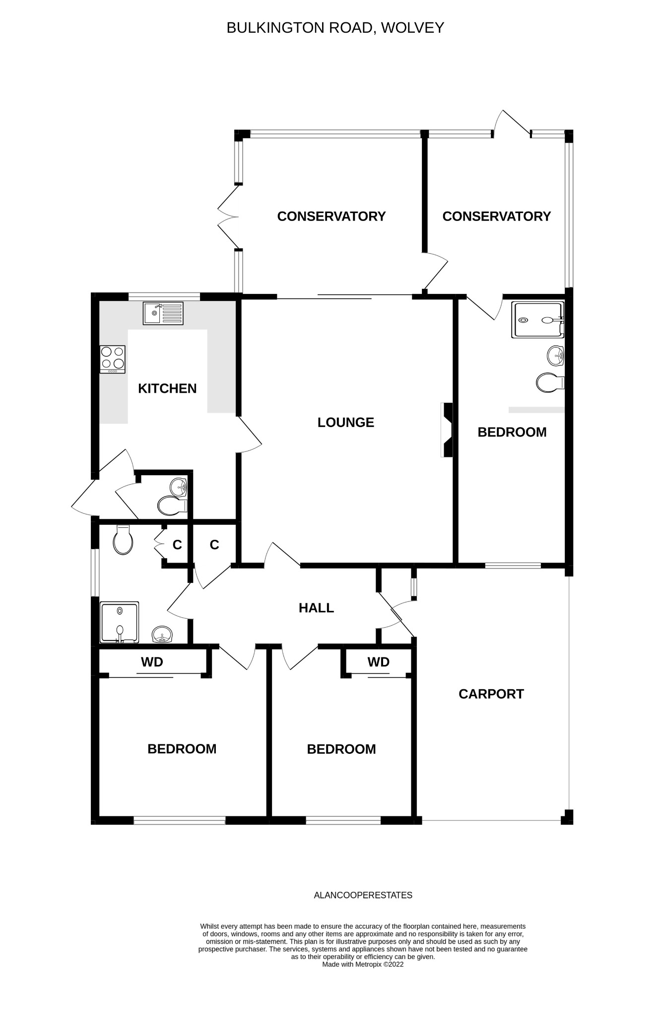 Bulkington Road, Wolvey LE10, 3 bedroom detached bungalow for sale