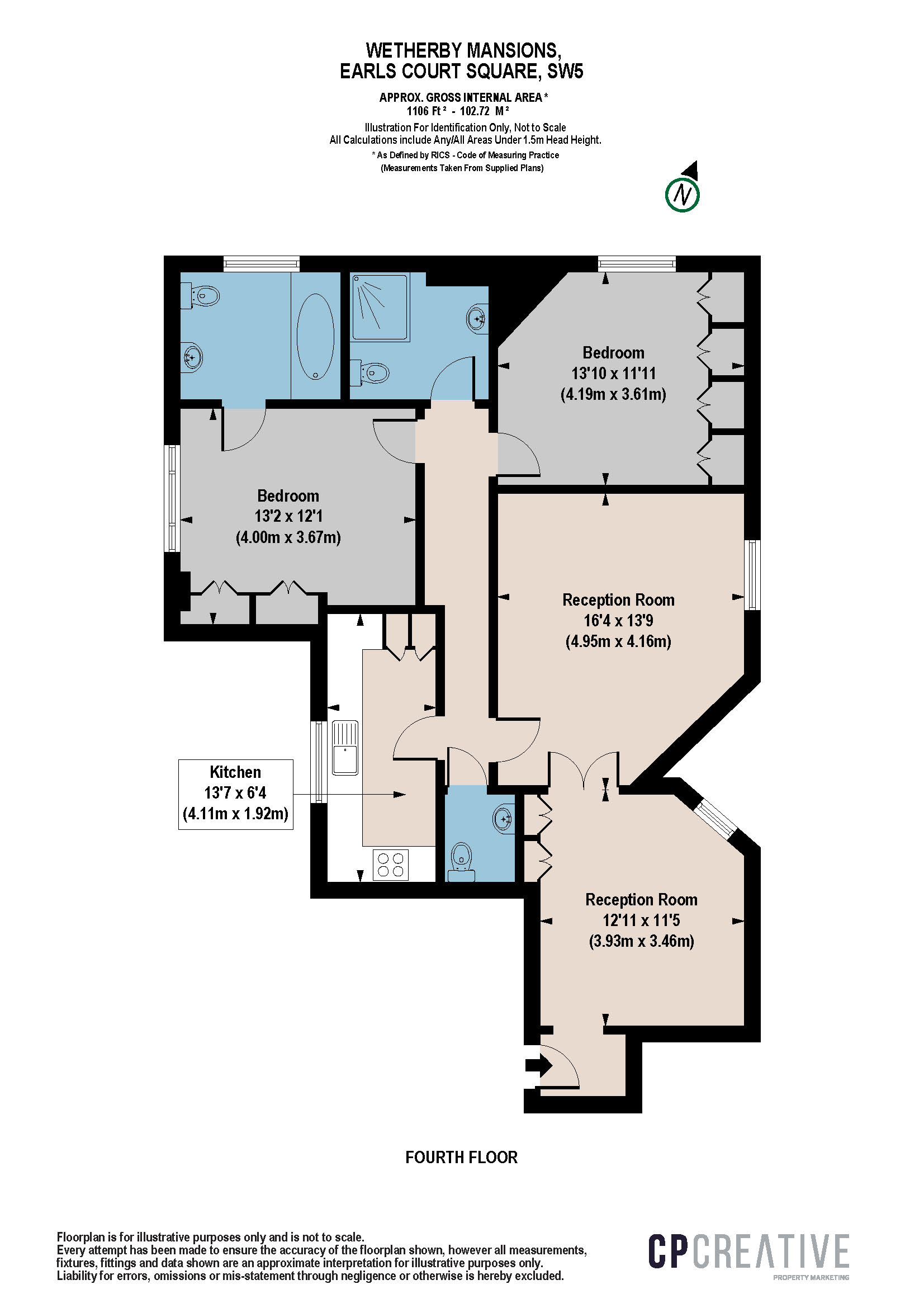 Flat L, Wetherby Mansions,, Earl's Court Square, London floorplan
