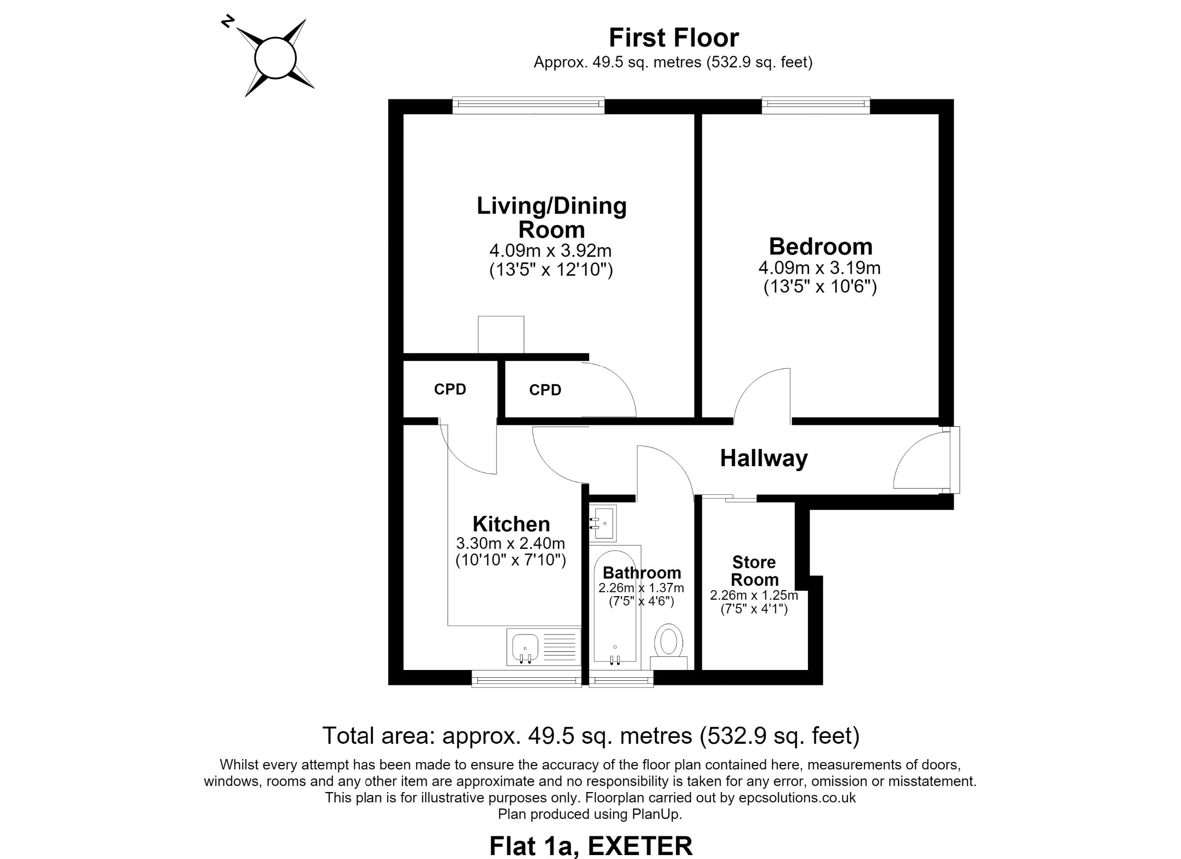 Flat 1a, Royston Court, Exeter floorplan