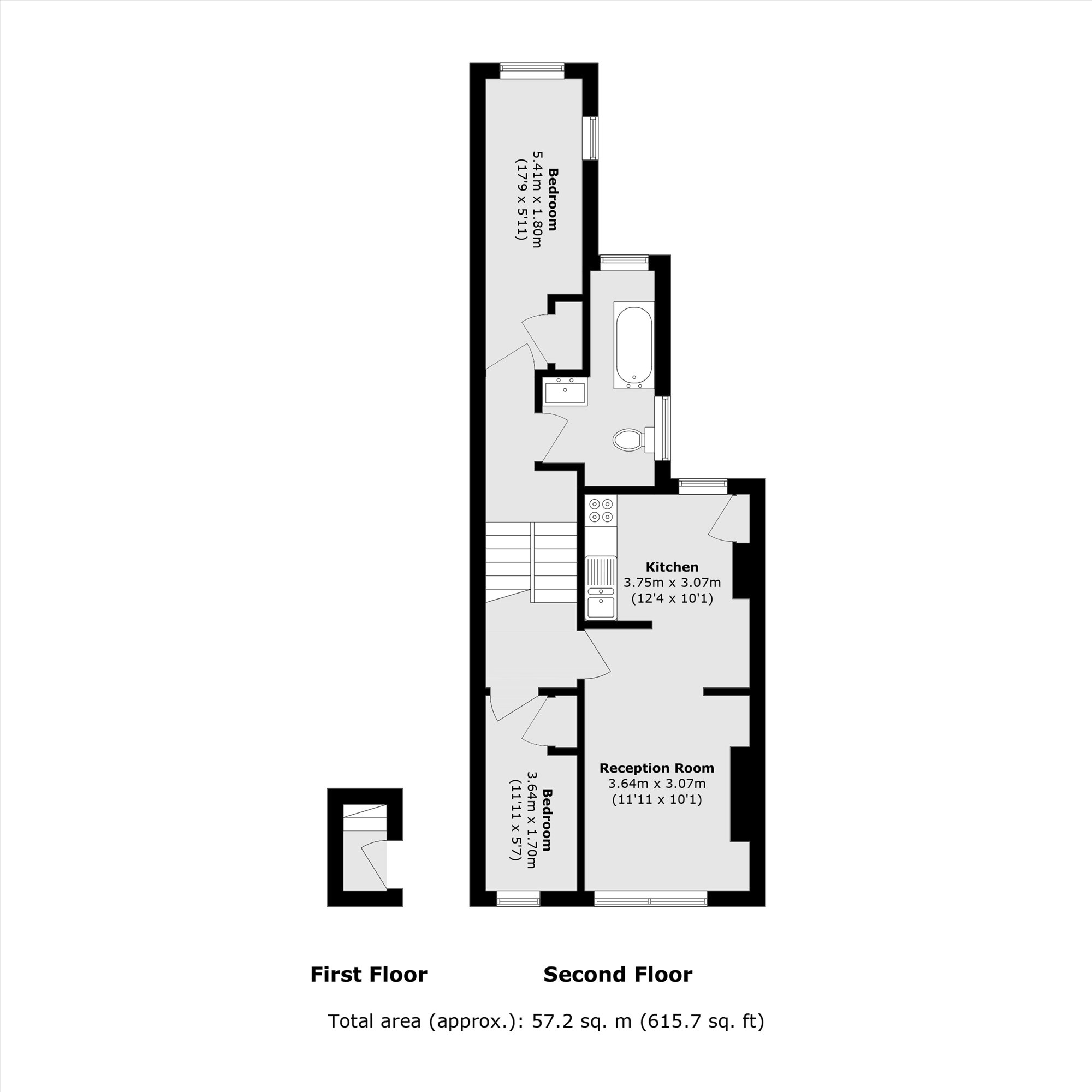 Second Floor Flat, 21, Dorset Road, London floorplan
