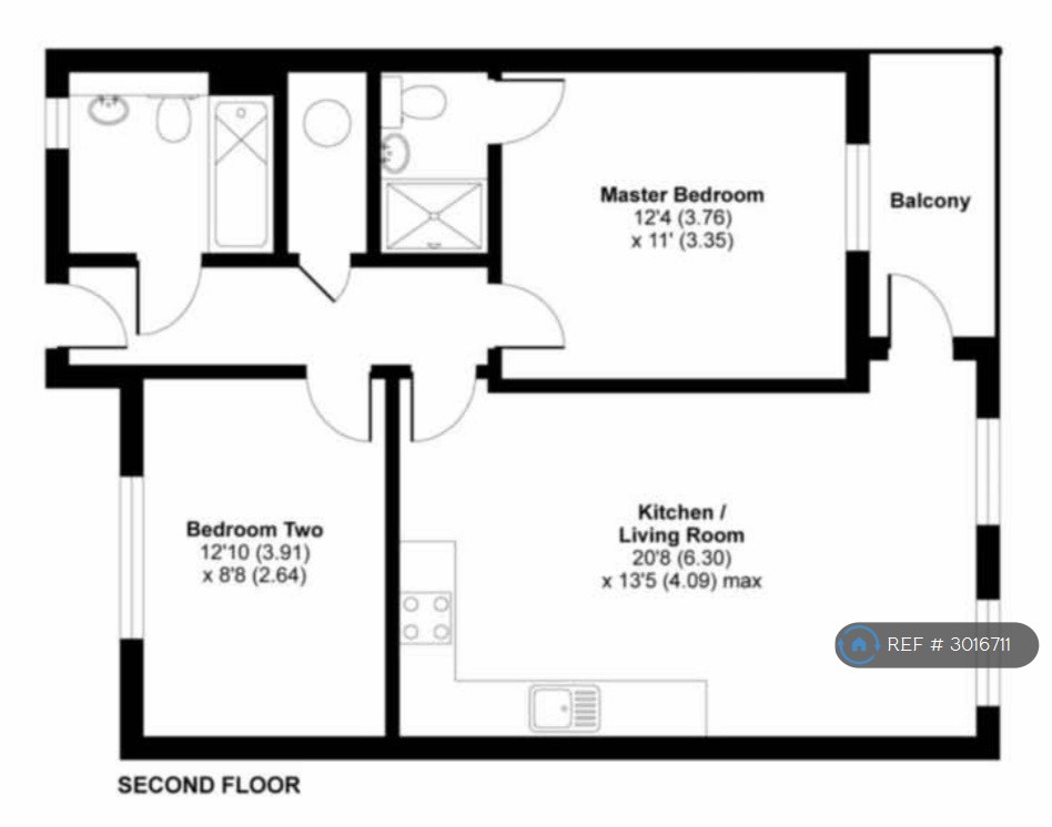 Flat, Saxons Court Peach St, Wokingham floorplan