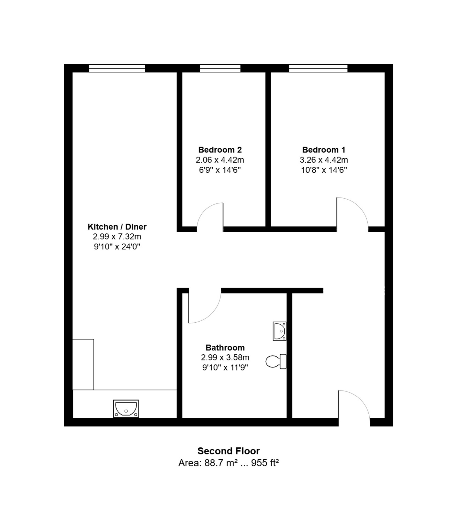 Flat 11, 4 Rea Place, Digbeth, Birmingham floorplan