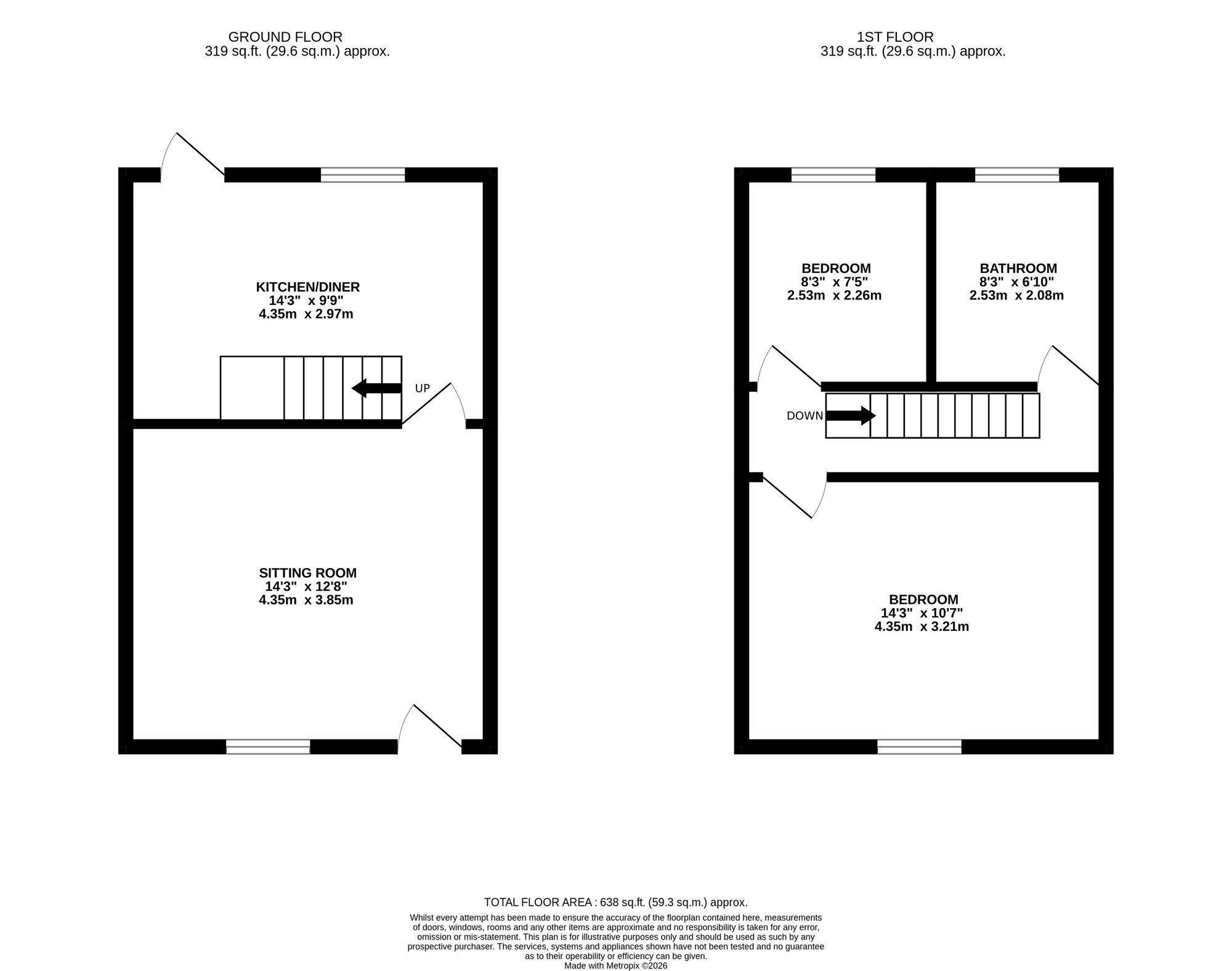 16 Mill Lane, Leigh floorplan
