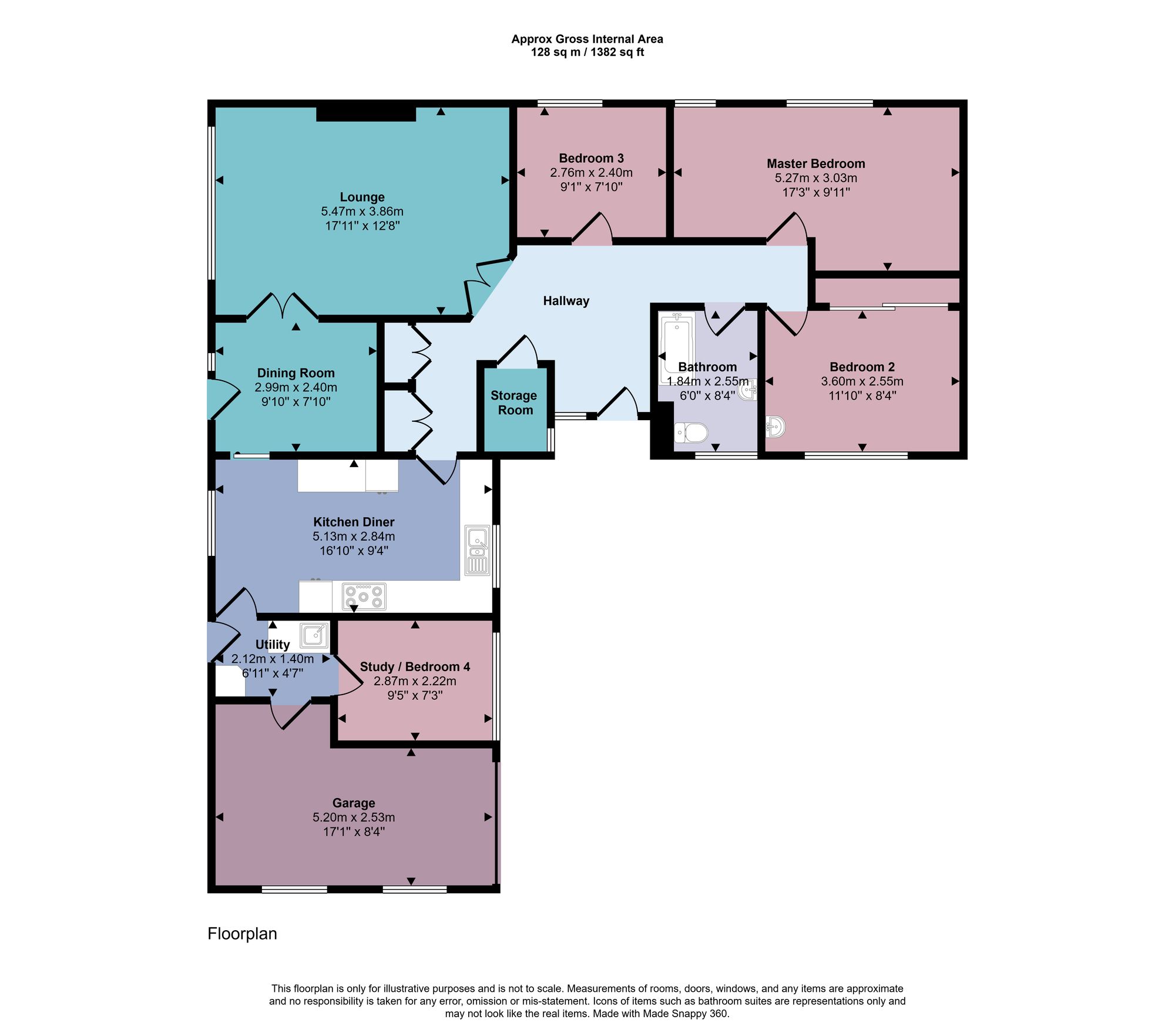 1 New Beacon Road, Grantham floorplan