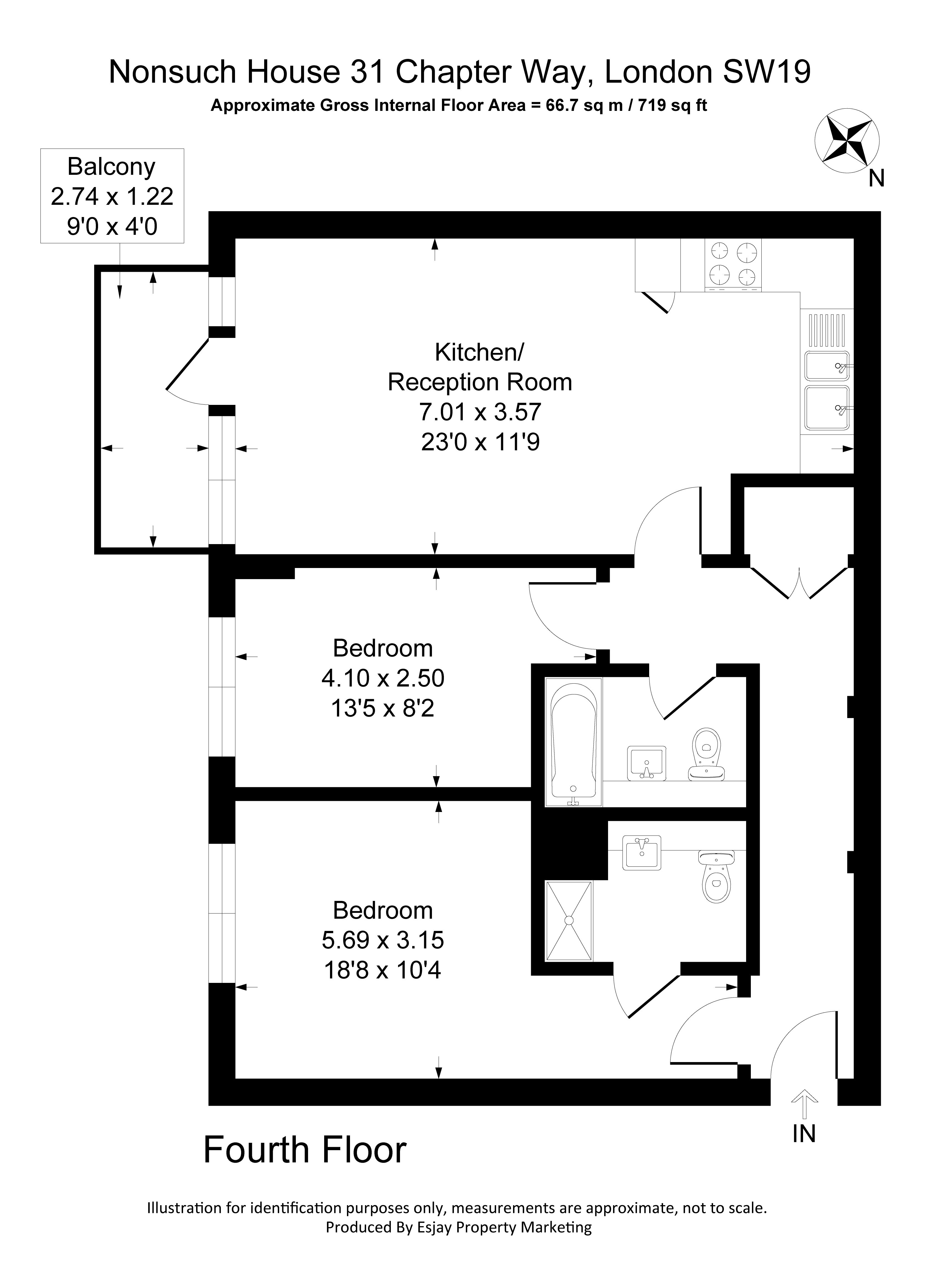 Flat 45,, Nonsuch House, Colliers Wood floorplan