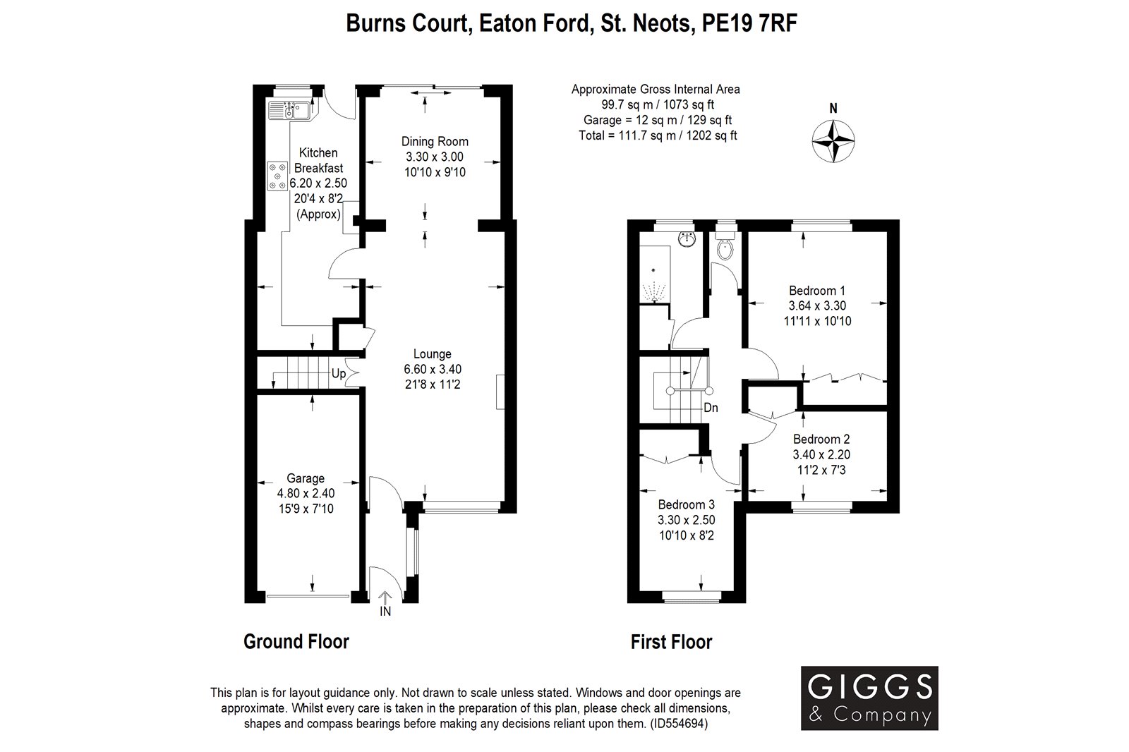 3 Bedrooms Semi-detached house for sale in Burns Court, Eaton Ford, St. Neots, Cambridgeshire PE19