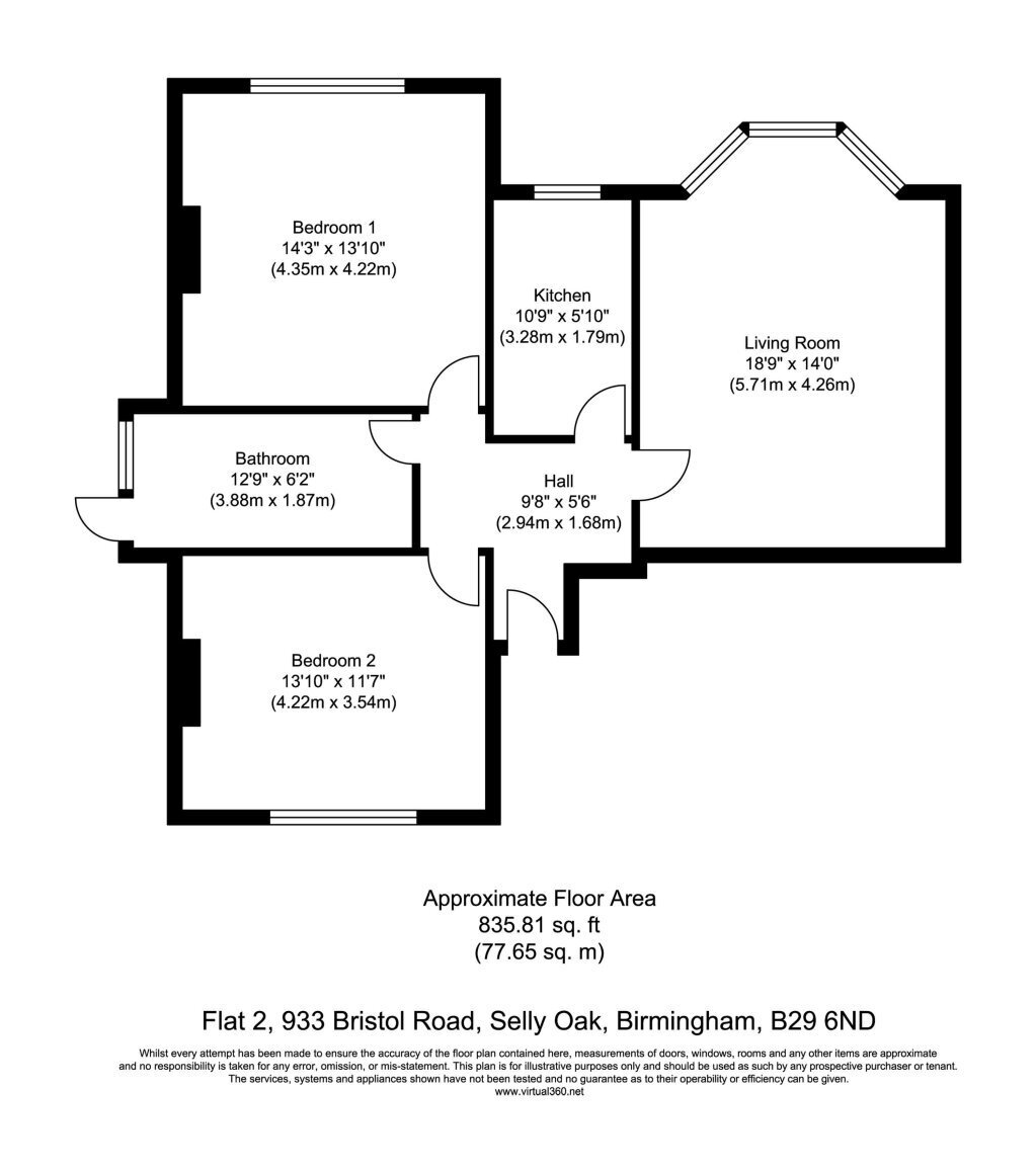 Flat 2 933, Bristol Road, Birmingham floorplan