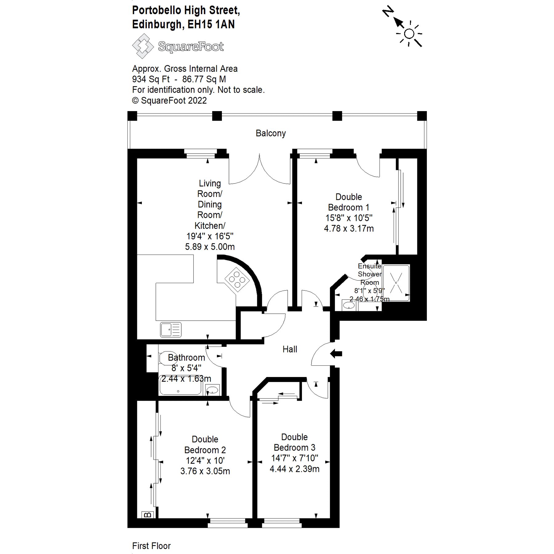 Flat 2, Portobello High Street, Edinburgh EH15, 3 bedroom flat for sale