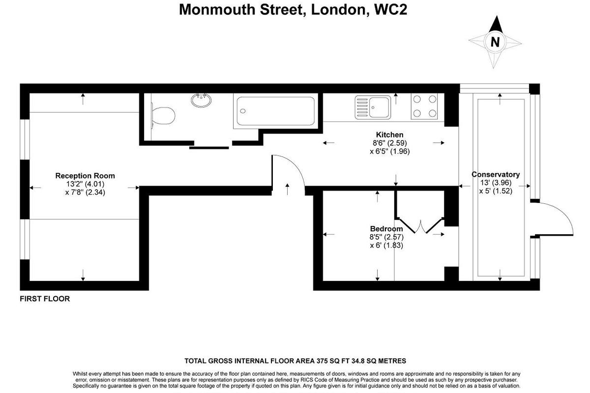 Flat 1, 25a, Monmouth Street, London floorplan
