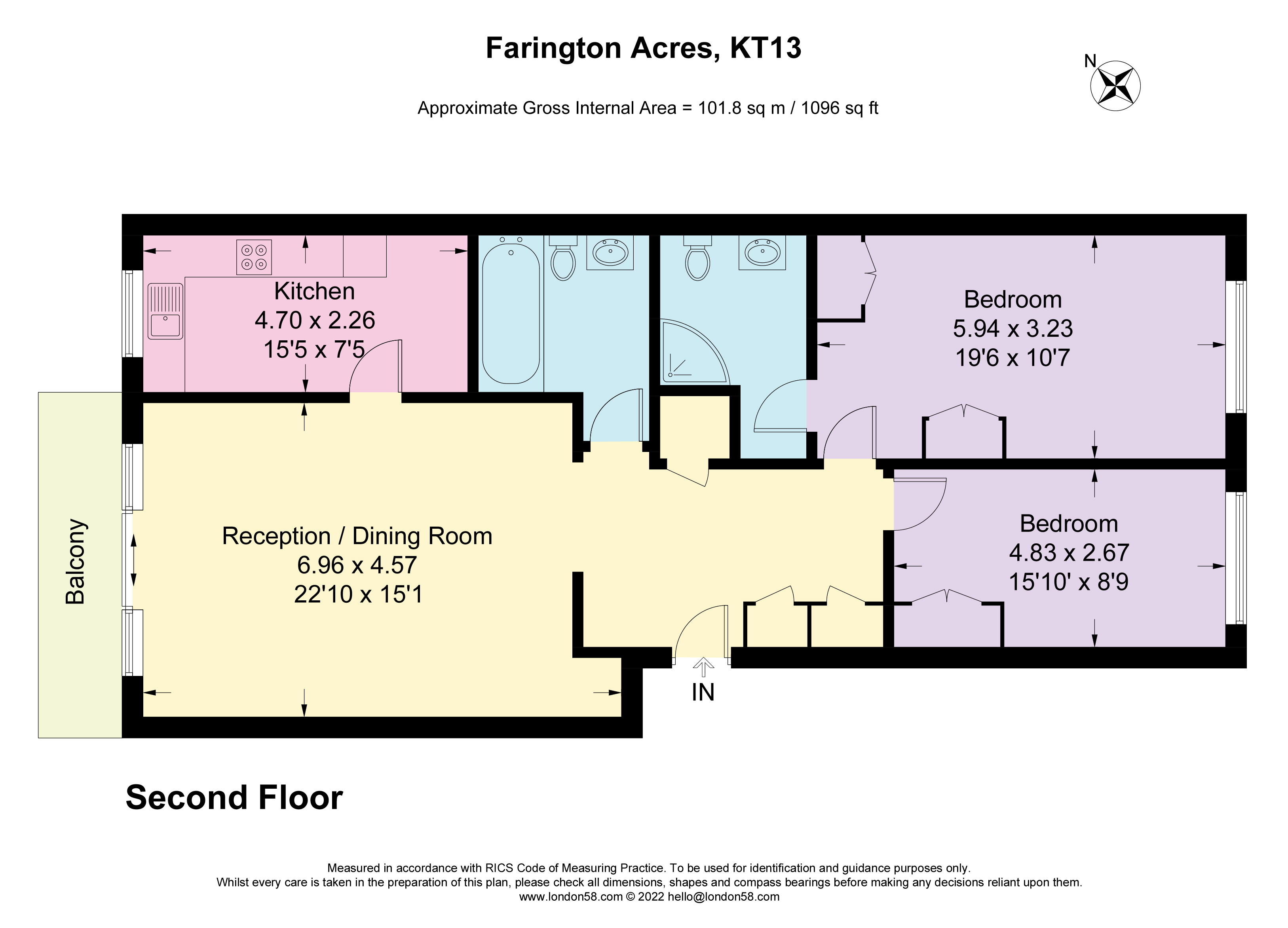 Farington Acres, Vale Road, Weybridge, Surrey KT13, 2 bedroom flat for
