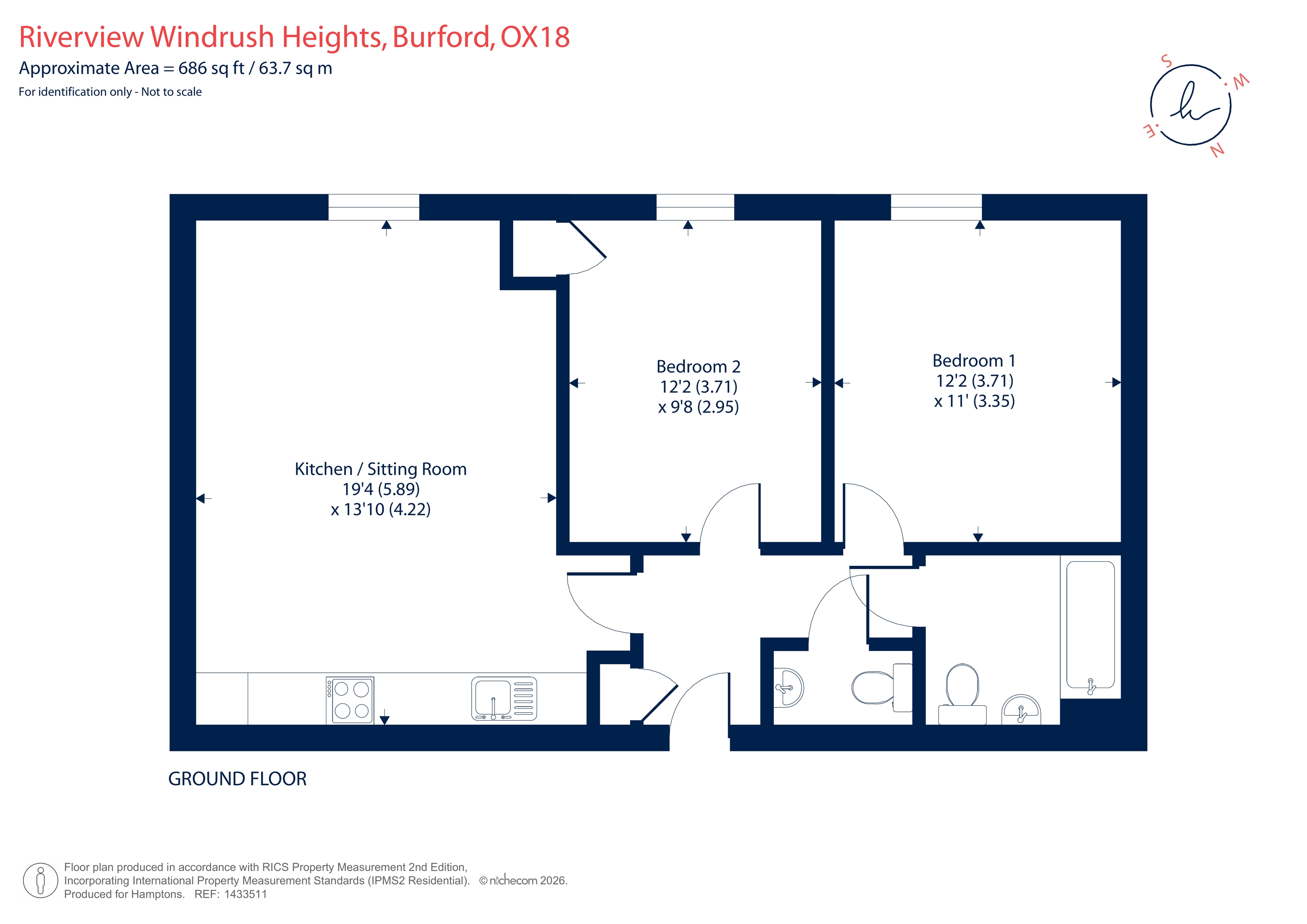 Flat 1, Riverview, 11, Windrush Heights, Burford floorplan