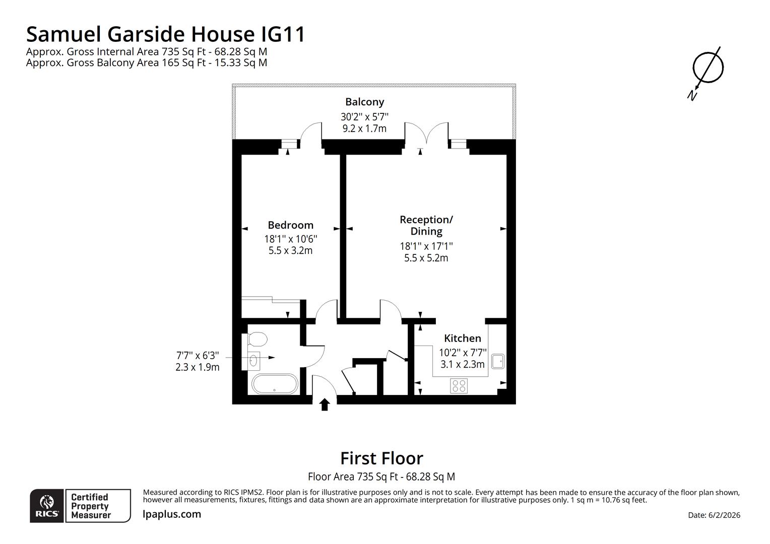 Flat 212, Samuel Garside House, 2, De Pass Gardens, Barking floorplan