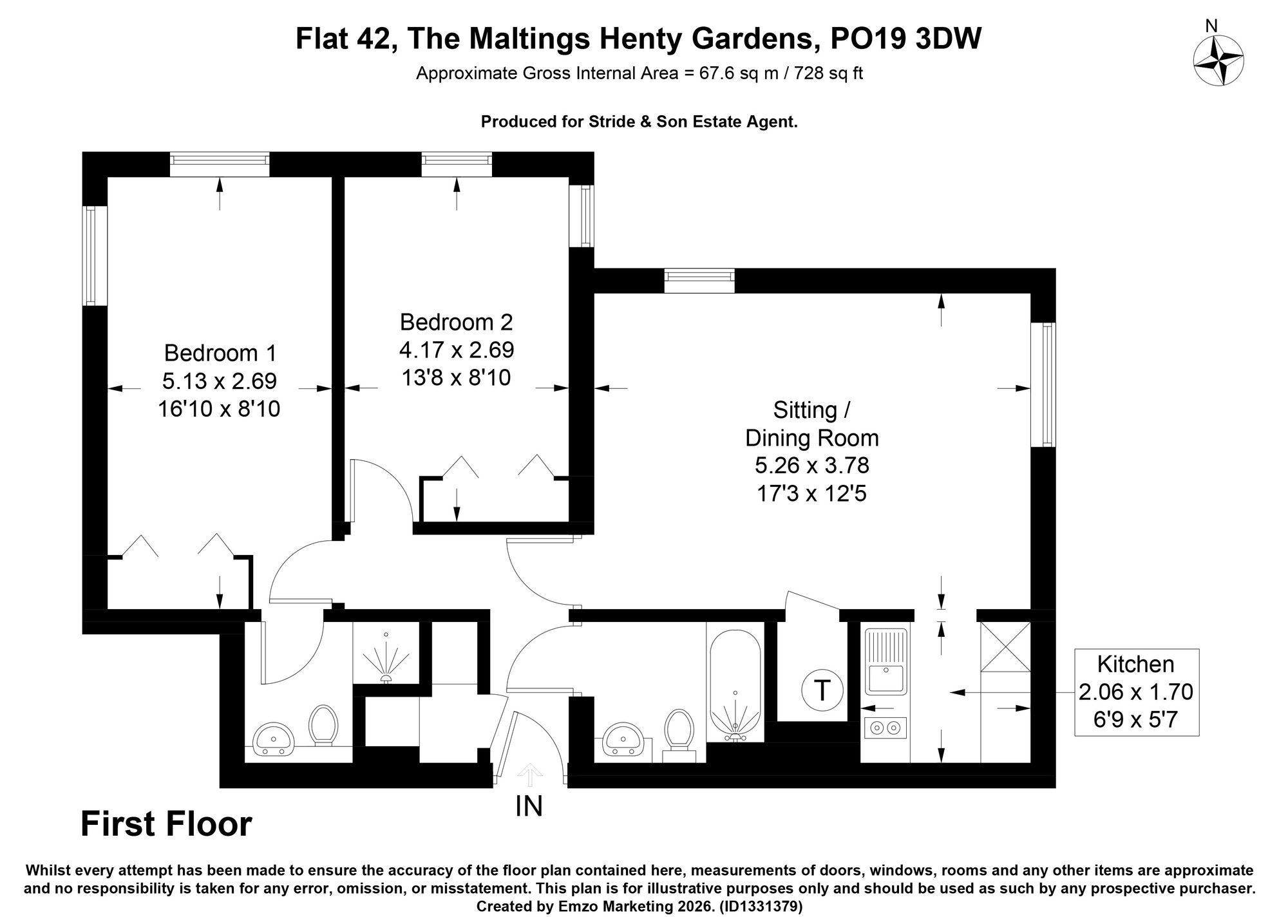 Flat 42, The Maltings Henty Gardens, Chichester floorplan