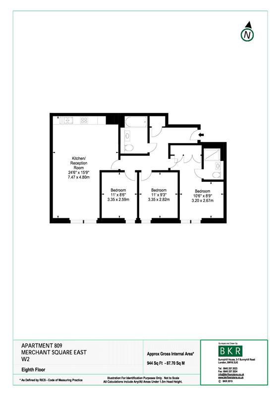 809, Garrett Mansions, 4B MERCHANT SQUARE EAST, London floorplan