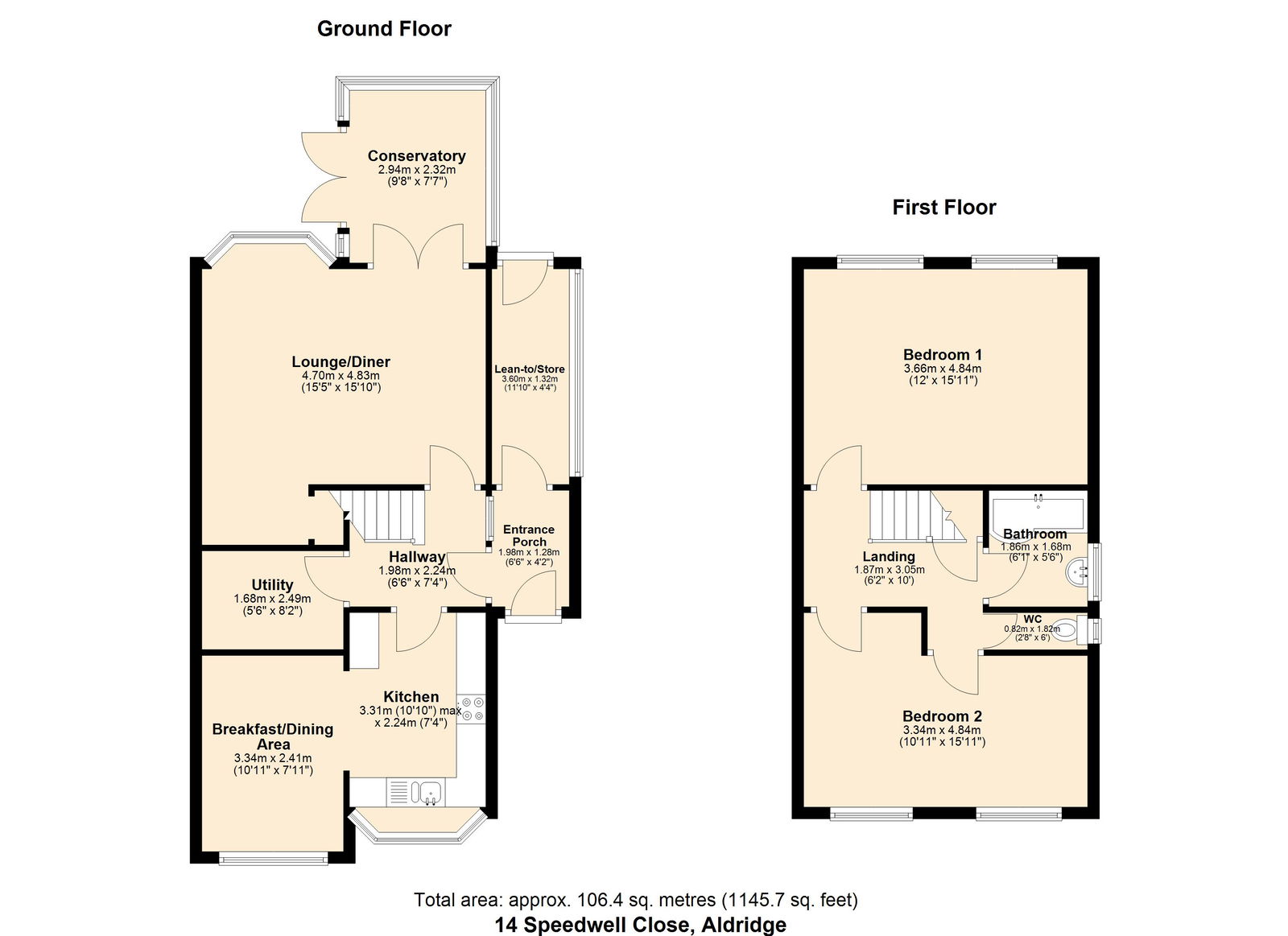 14, Speedwell Close, Walsall floorplan