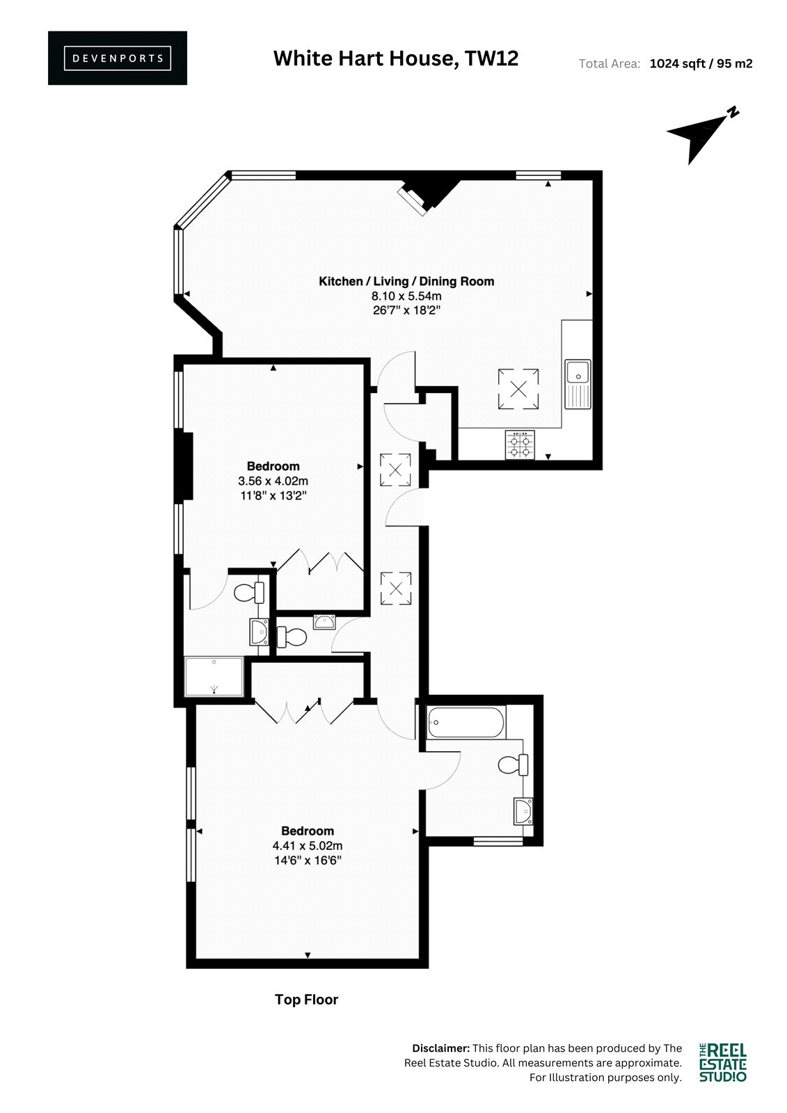Flat 6, 70, White Hart House, Hampton floorplan