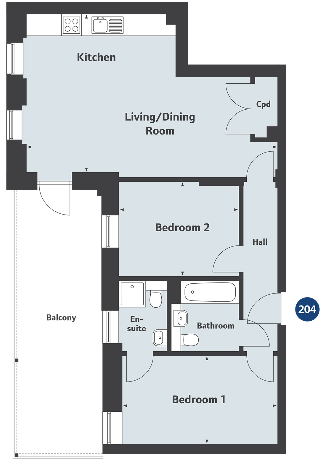 2 Bedrooms Flat for sale in 