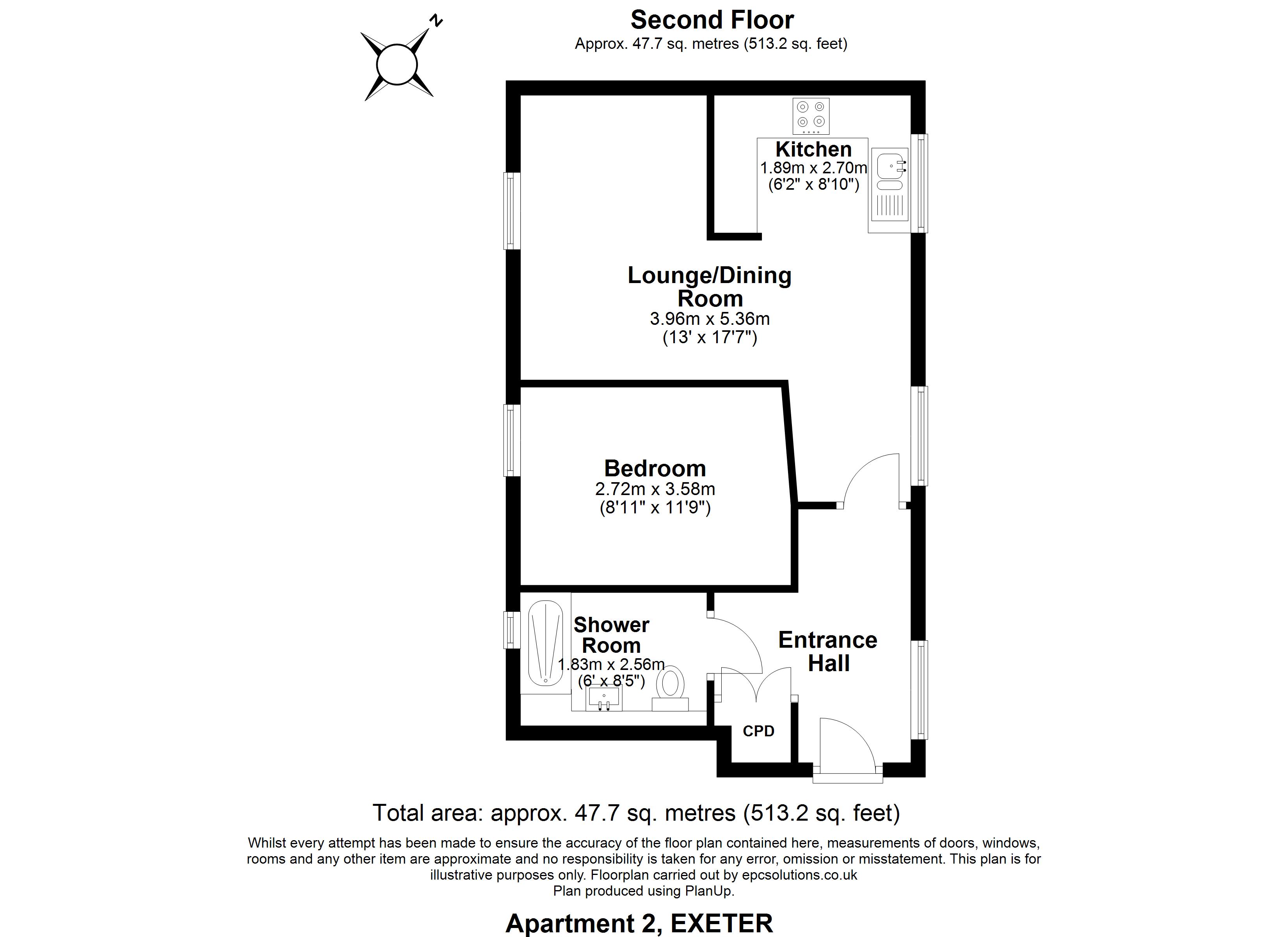Flat 2 Bedford House, 14, Bedford Street, Exeter floorplan